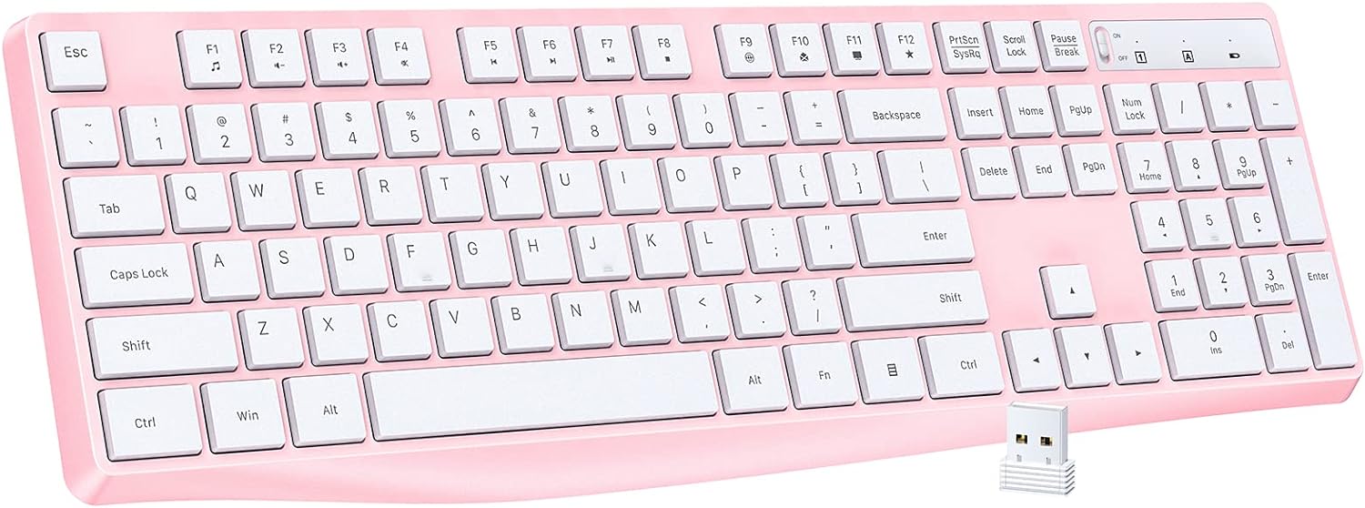 MK98 Wireless Keyboard - 2.4G Ergonomic Wireless Computer Keyboard for PC, Laptop & Office - Comfortable Typing for Long Work Hours & Gaming Sessions