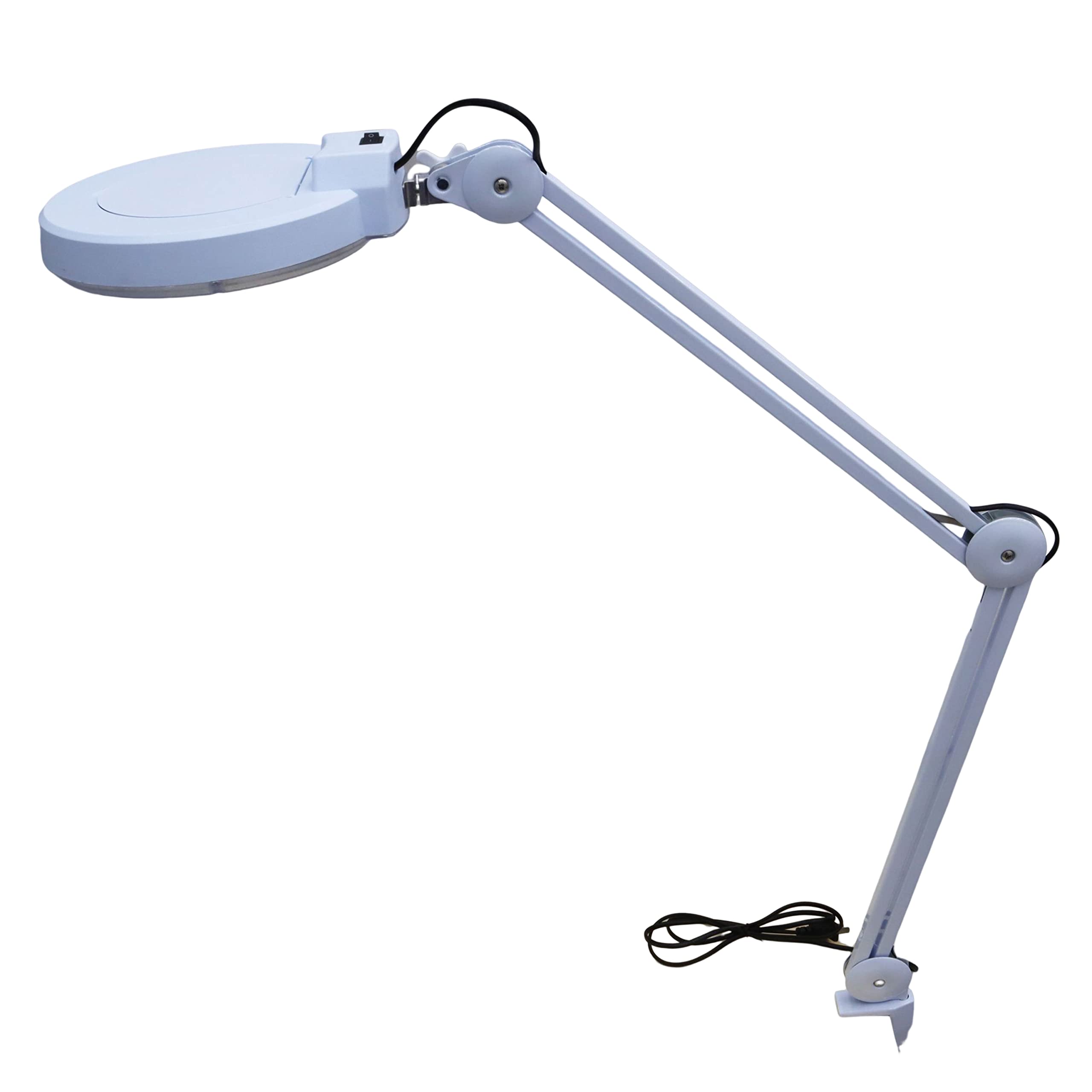 INTBUYING 110V LED Magnifying Lamp with 8X White Glass Lens - Adjustable Desk Clamp Light for Reading, Crafts, Jewelry Making & Precision Work