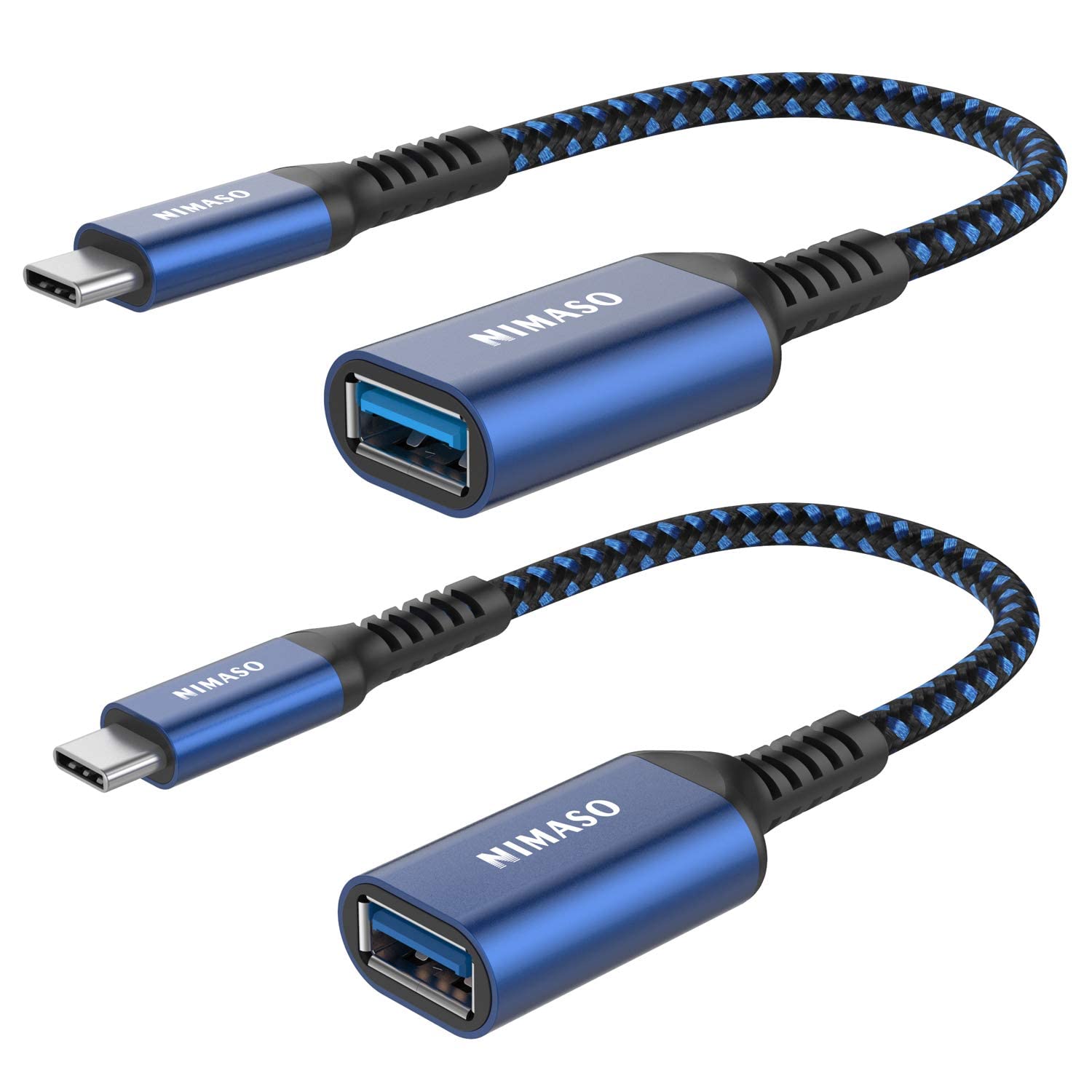 NIMASO USB C to USB 3.0 Adapter [2 Pack] - USB Type C to USB A Converter, Thunderbolt 3 OTG Cable Compatible with iPhone 15/Pro/Plus/Max, MacBook, iPad, Galaxy, Google Pixel - Perfect for Data Transfer & Charging