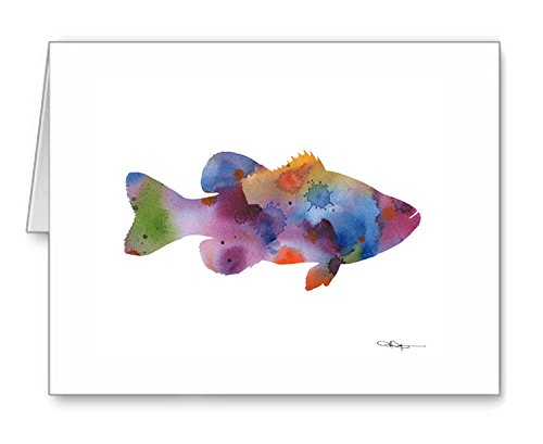 Set of 10 Premium Bass Fish Note Cards with Matching Envelopes - Perfect for Fishing Enthusiasts, Thank You Notes & Special Occasions