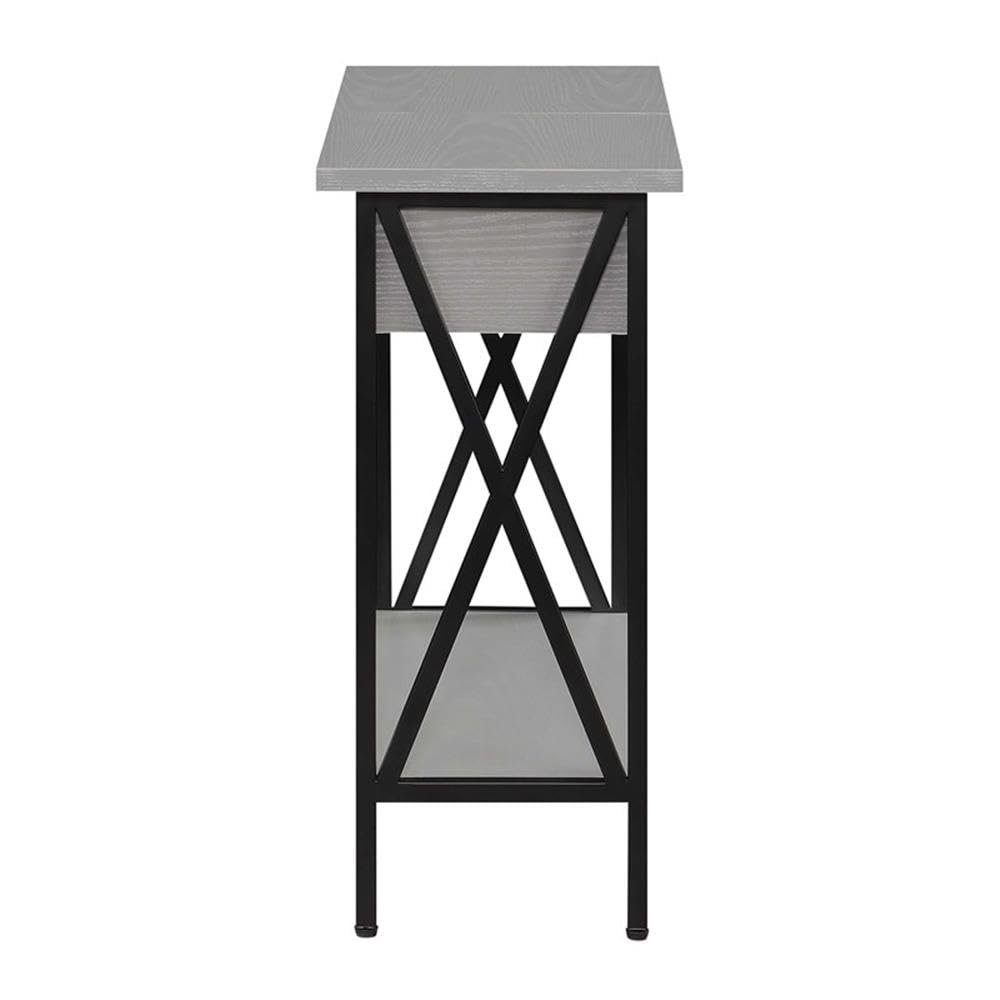 Gray Modern End Table with USB Charging Station & Storage Shelf - Set of 2 Nightstands for Bedroom, Living Room or Office