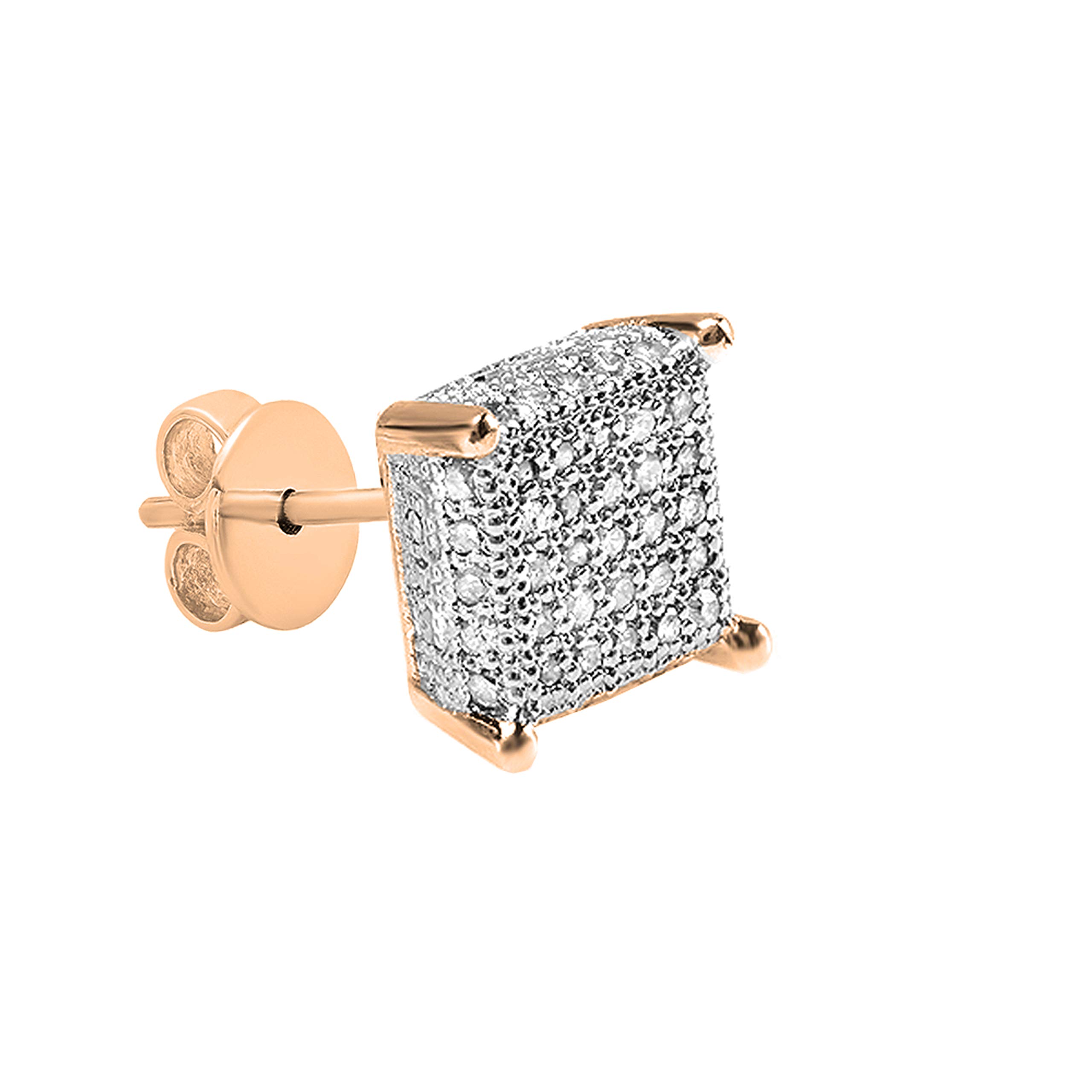 Dazzlingrock Collection 0.28 Carat Round White Diamond Dice-Shaped Men's Iced Stud Earrings in 10K/14K/18K Solid Gold - Perfect for Gifts, Parties & Luxury Fashion Accessories