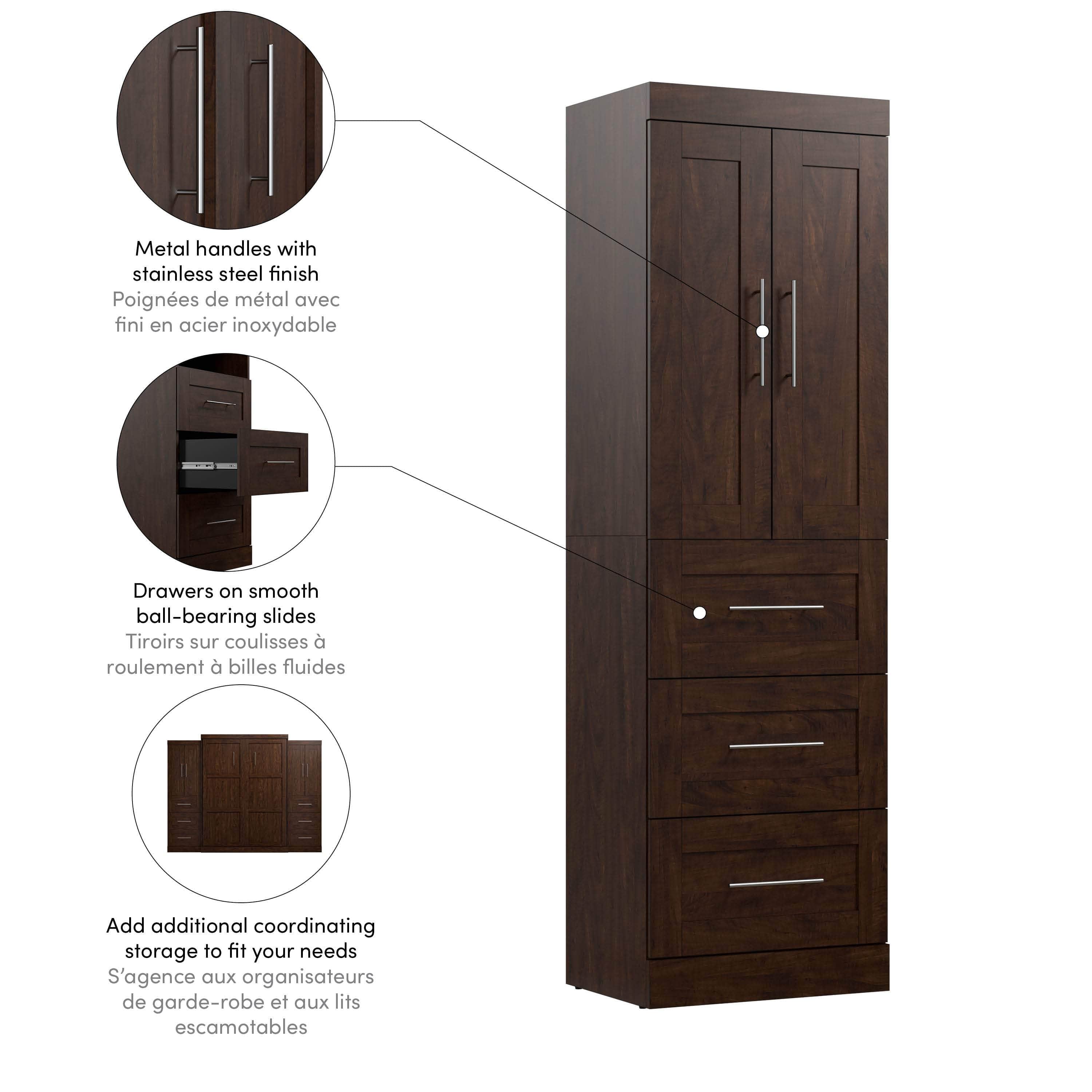 25W Wardrobe with Drawers - 7 Color Options for Bedroom, Closet & Home Organization Storage