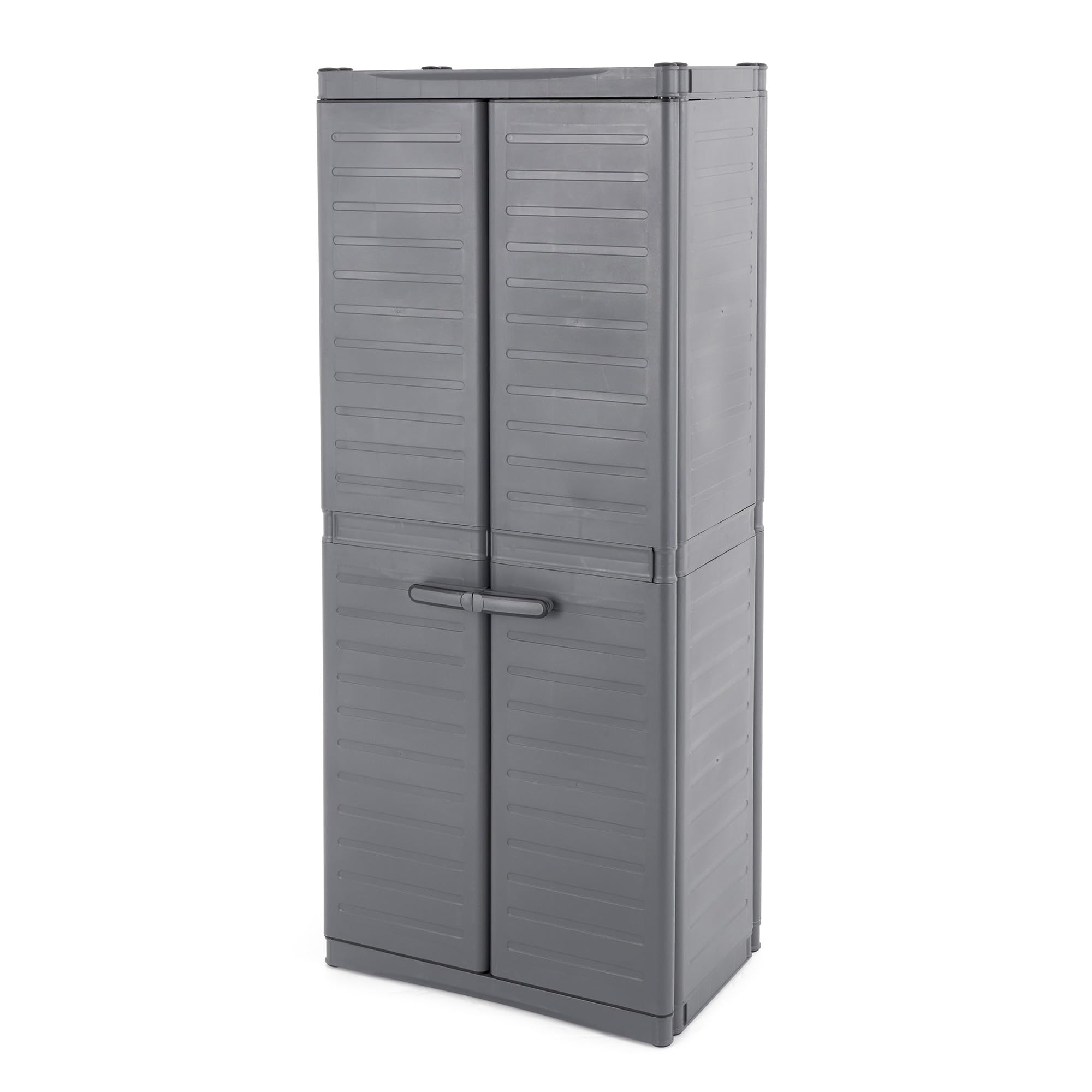 Gracious Living 3-Tier Storage Cabinet with Adjustable Shelves - Heavy Duty Metal Garage Organizer, Utility Closet & Laundry Room Storage Solution, Large Grey Base Cabinet for Home & Office Organization