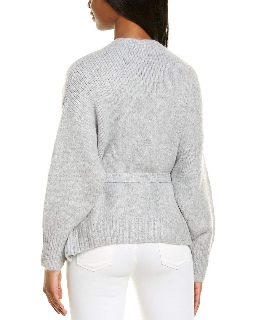 STATE Belted Jersey Stitch Cardigan for Women - Silver Heather (Large) - Soft Knit Long Open Front Sweater for Fall & Winter Layering