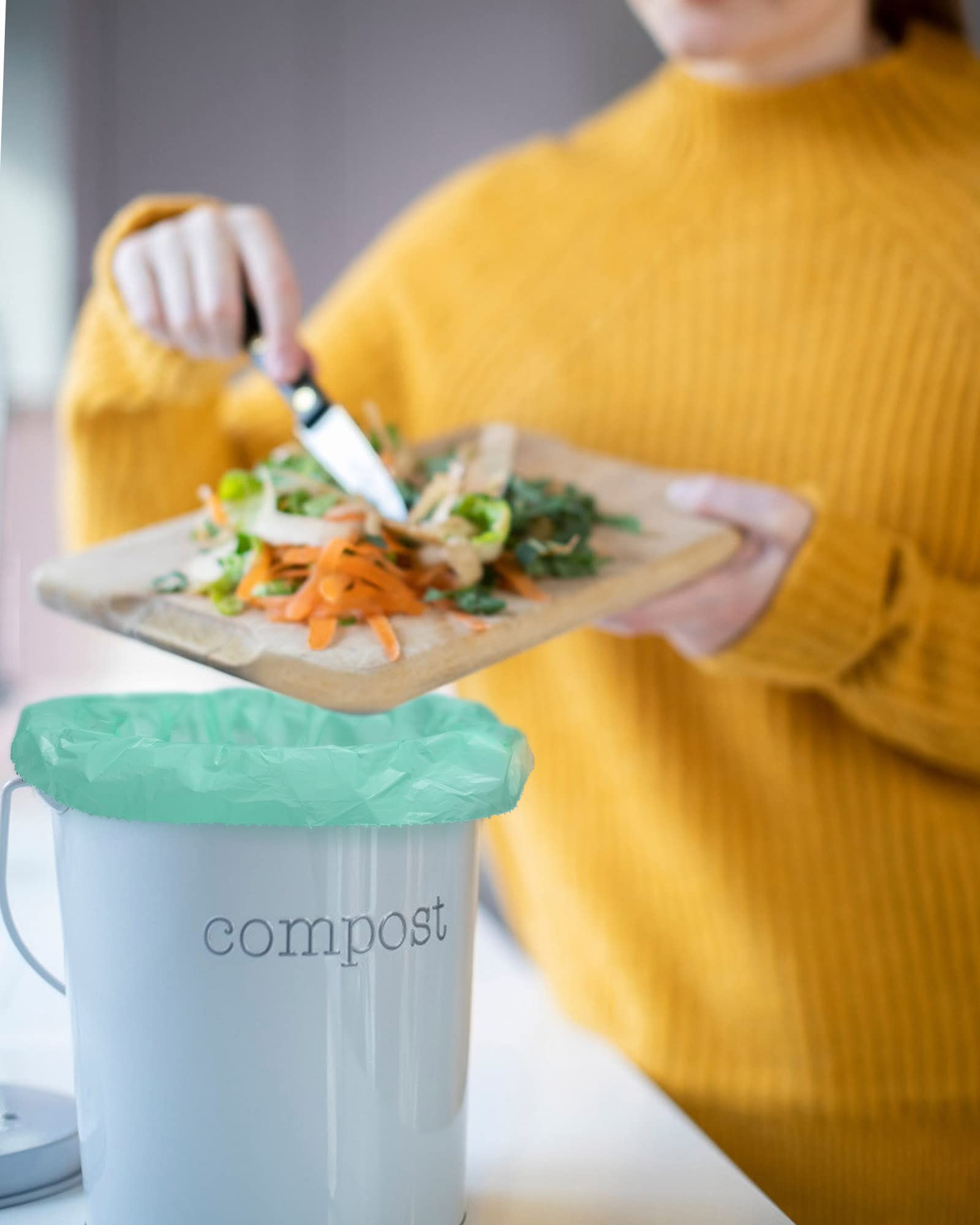 AYOTEE 100% Biodegradable Compost Bags 1.2 Gallon (125 Count) - ASTM Certified Small Trash Bags for Kitchen Countertop, Bathroom, Office & Travel - Eco-Friendly Waste Solution for Food Scraps & Organic Waste
