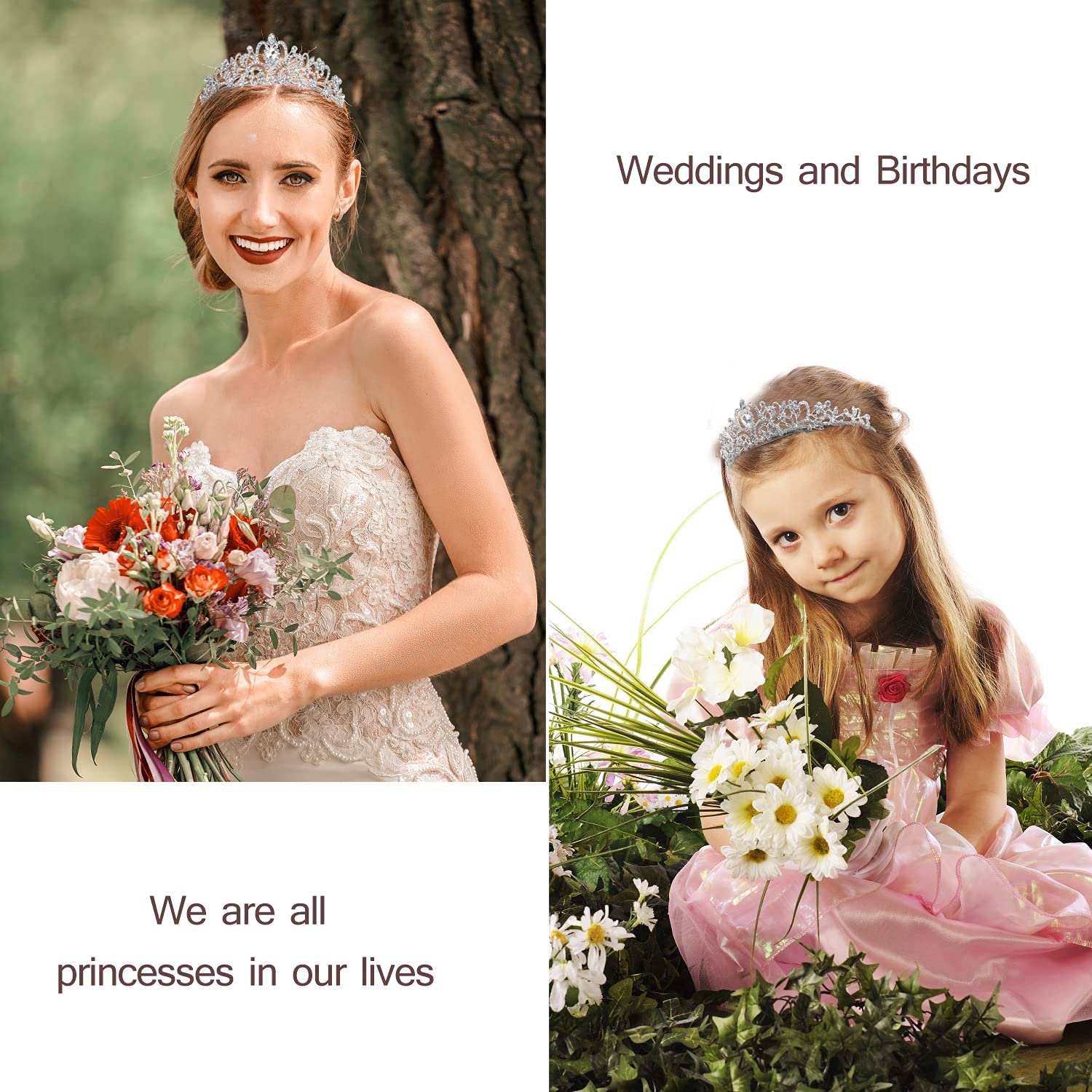 VELSCRUN Girls Birthday Tiara & Crown Set - Princess Party Decorations, Birthday Sash & Gifts for Girls | Perfect for Birthday Parties, Princess Themed Events & Special Celebrations