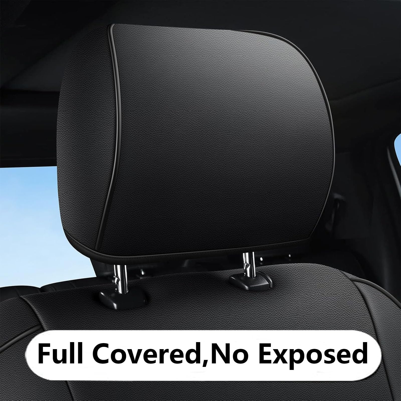 AOMSAZTO Faux Leather Seat Covers for Ford F150 XL XLT (2015-2025) & F250/F350/F450 Super Duty (2017-2025) - Black 2-Piece Front Set - Durable Protection & Comfort Upgrade for Truck Drivers