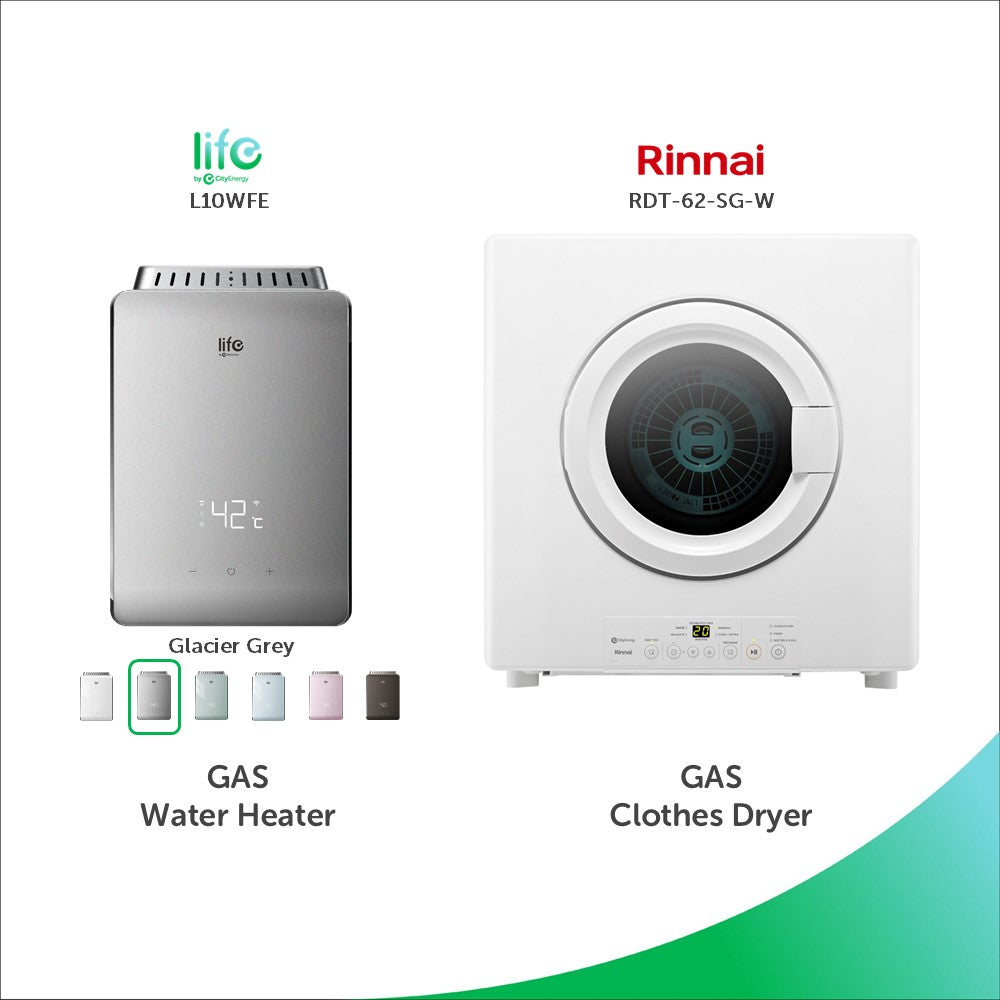 L10WFE Glacier Grey HDB Model Gas Clothes Dryer - Compact & Efficient Laundry Solution for Apartments & Small Homes