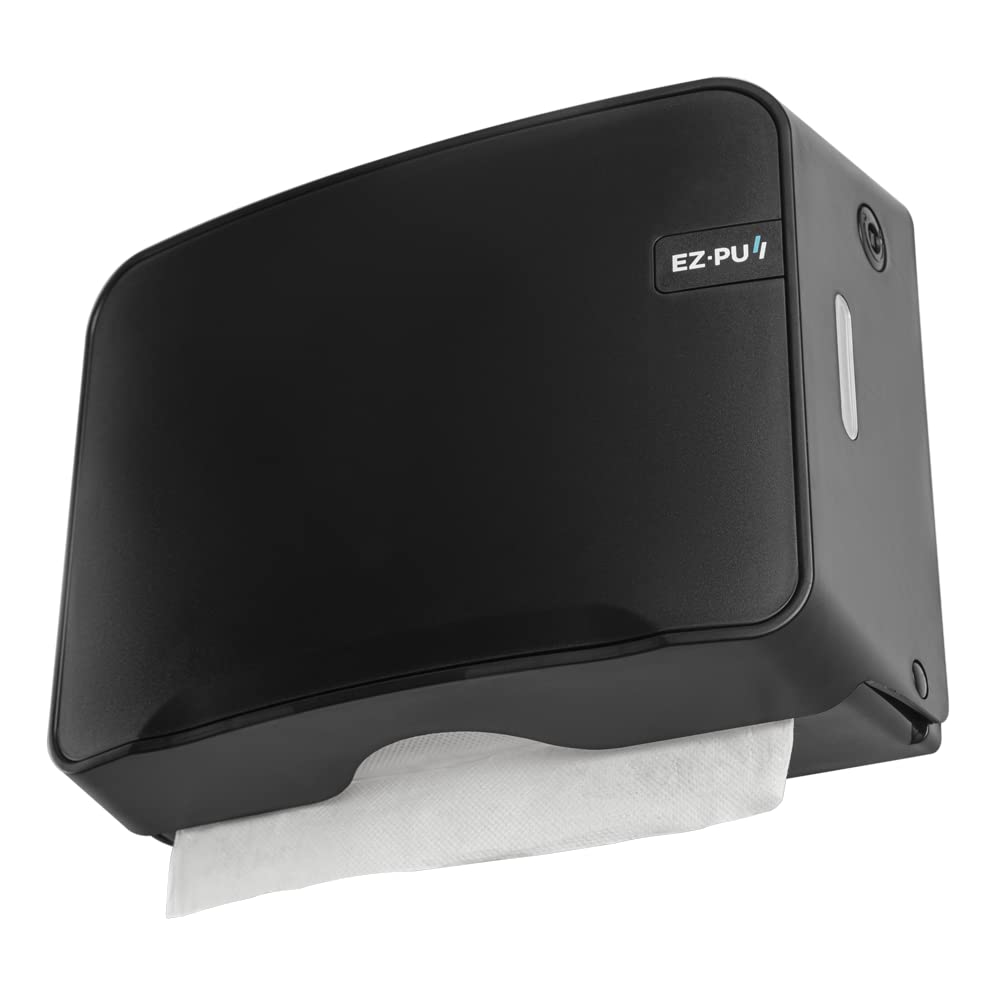 EZbrnd Wall Mount Multifold Paper Towel Dispenser - Black (3200B-EZ) for Kitchen, Bathroom, Office, RV & Airbnb | Space-Saving & Hygienic Solution for Home & Commercial Use
