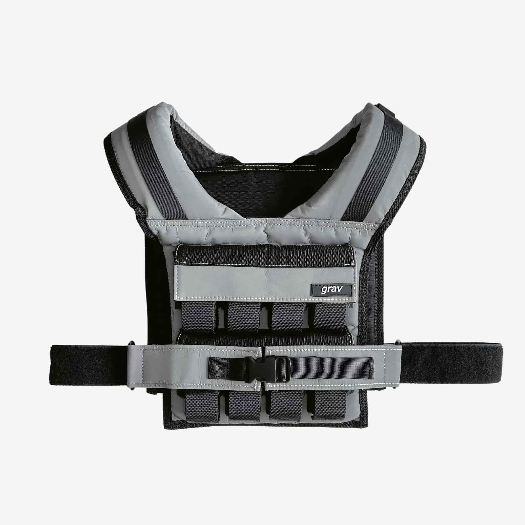 37lb Weighted Vest for Men & Women - Adjustable Reflective Grey Fitness Vest for Running, Cross Training & Strength Workouts