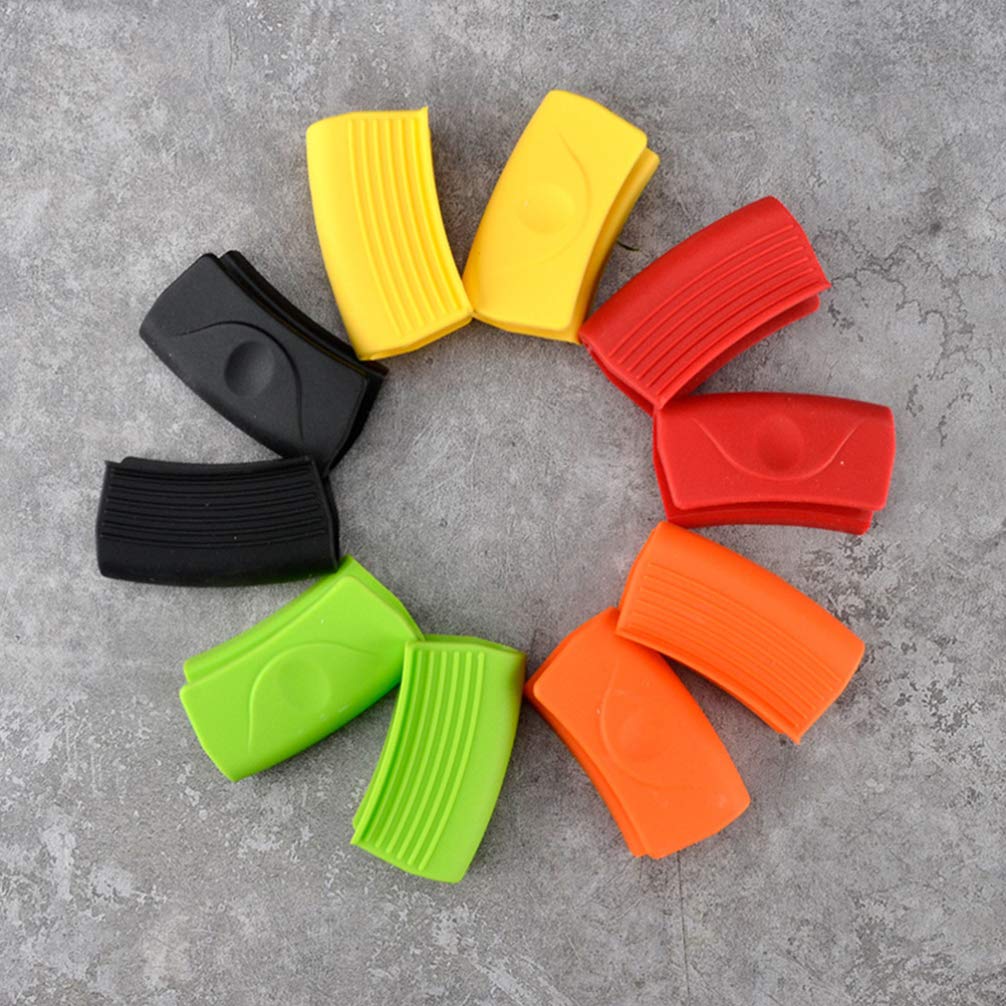 SOLUSTRE 2 Pairs Silicone Pot Handle Covers - Heat Resistant Anti-Scald Cooking Grips for Stew Pots, Hot Pots & Pans - Oven Safe Kitchen Accessories for Safe Cooking & Baking