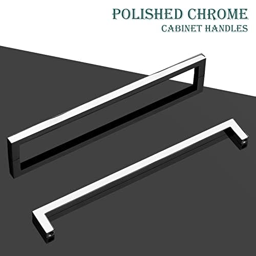 GobeKOR 50 Pack Polished Chrome Square Cabinet Pulls - 7-1/2 Inch Hole Centers, Solid Dresser Drawer Handles for Kitchen Cabinets, Wardrobes & Furniture (Durable & Stylish Hardware for Home Renovation)