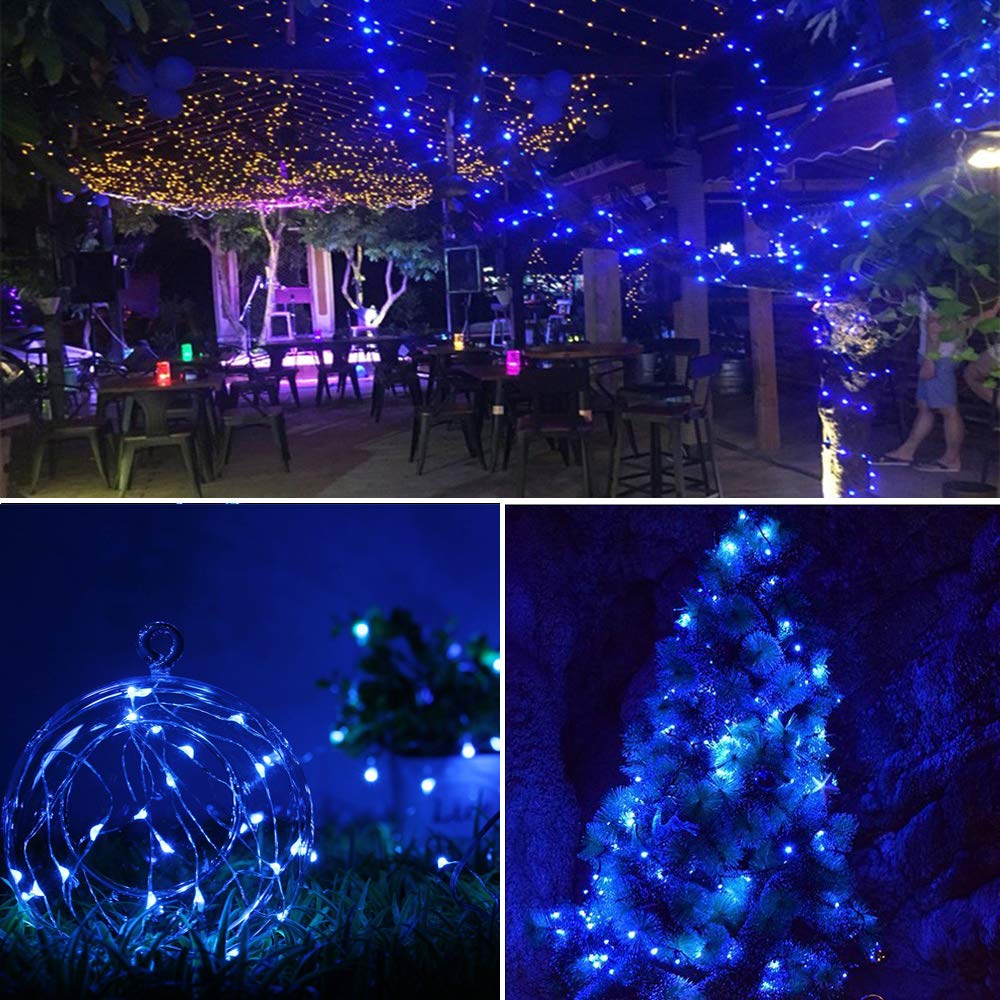 300 LED Fairy String Lights 99ft - Waterproof Indoor & Outdoor Decorative Lighting with Green Copper Wire for Bedroom, Patio, Garden, Christmas Tree - Perfect for Parties, Weddings & Holiday Decor (Blue)