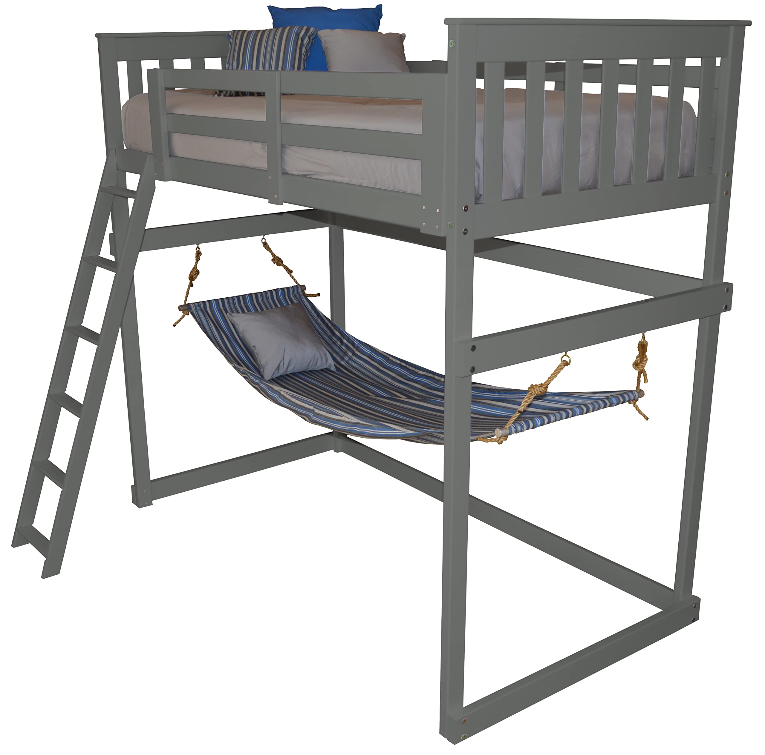 Pine Twin Mission Loft Bed with Side Ladder in Graphite - Space-Saving Kids Furniture for Small Bedrooms & Dorm Rooms | Furniture Barn USA