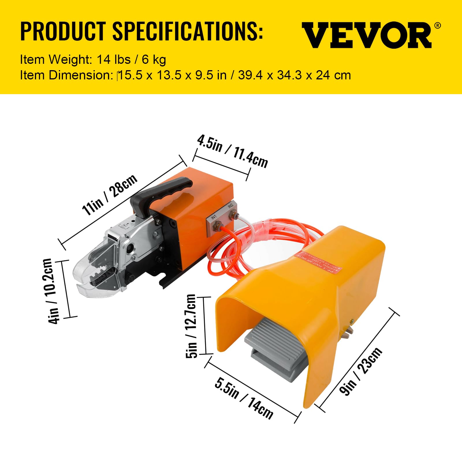 VEVOR AM-10 Pneumatic Crimper Tool - Air Powered Wire Terminal Crimping Machine for 16mm² Cables (0.4-1Mpa) | Professional Electrical & Automotive Wiring Tool for Connectors, Lugs & Terminals | Perfect for Electricians, Mechanics & DIY Projects