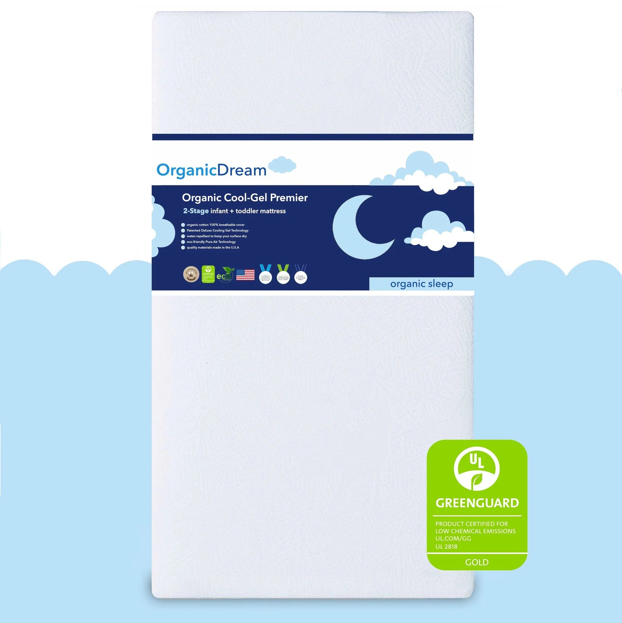 Organic Dream Cool Gel Premier 2-Stage Mattress - Queen Size Cooling Memory Foam Bed for Hot Sleepers - Perfect for Bedroom, Guest Room & Dorm Use