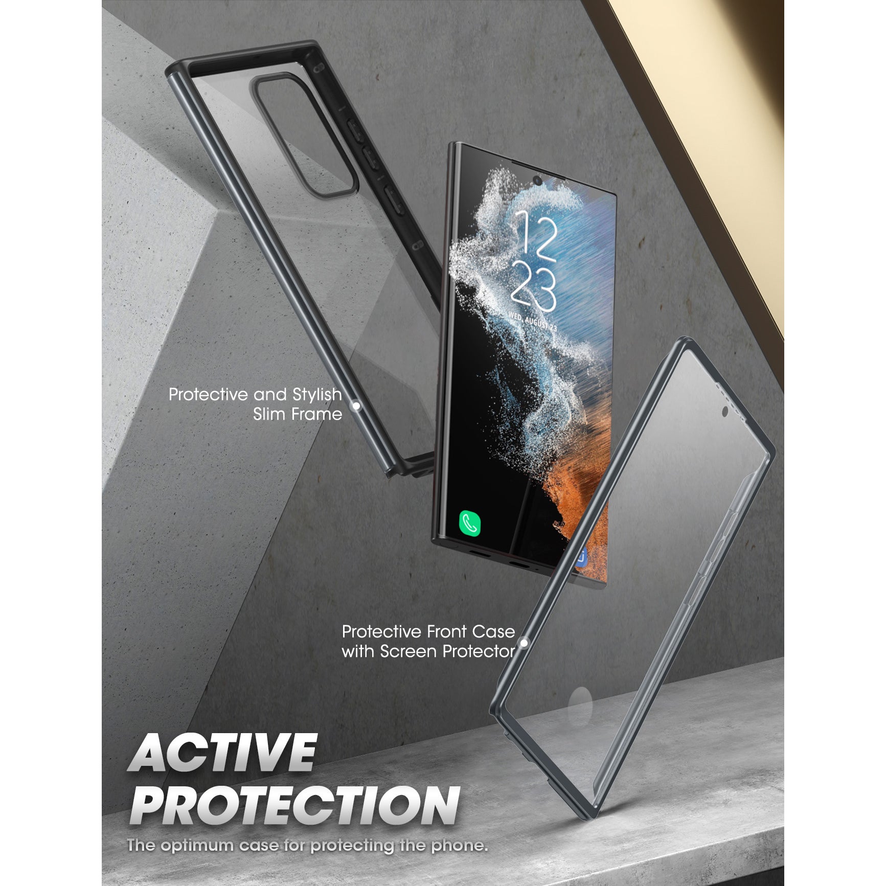 Samsung Galaxy S23 Ultra Case - Unicorn Beetle EDGE XT Bumper Protective Cover with Built-in Screen Protector (Black) | Shockproof & Scratch-Resistant for Daily Use, Outdoor Activities & Travel Protection