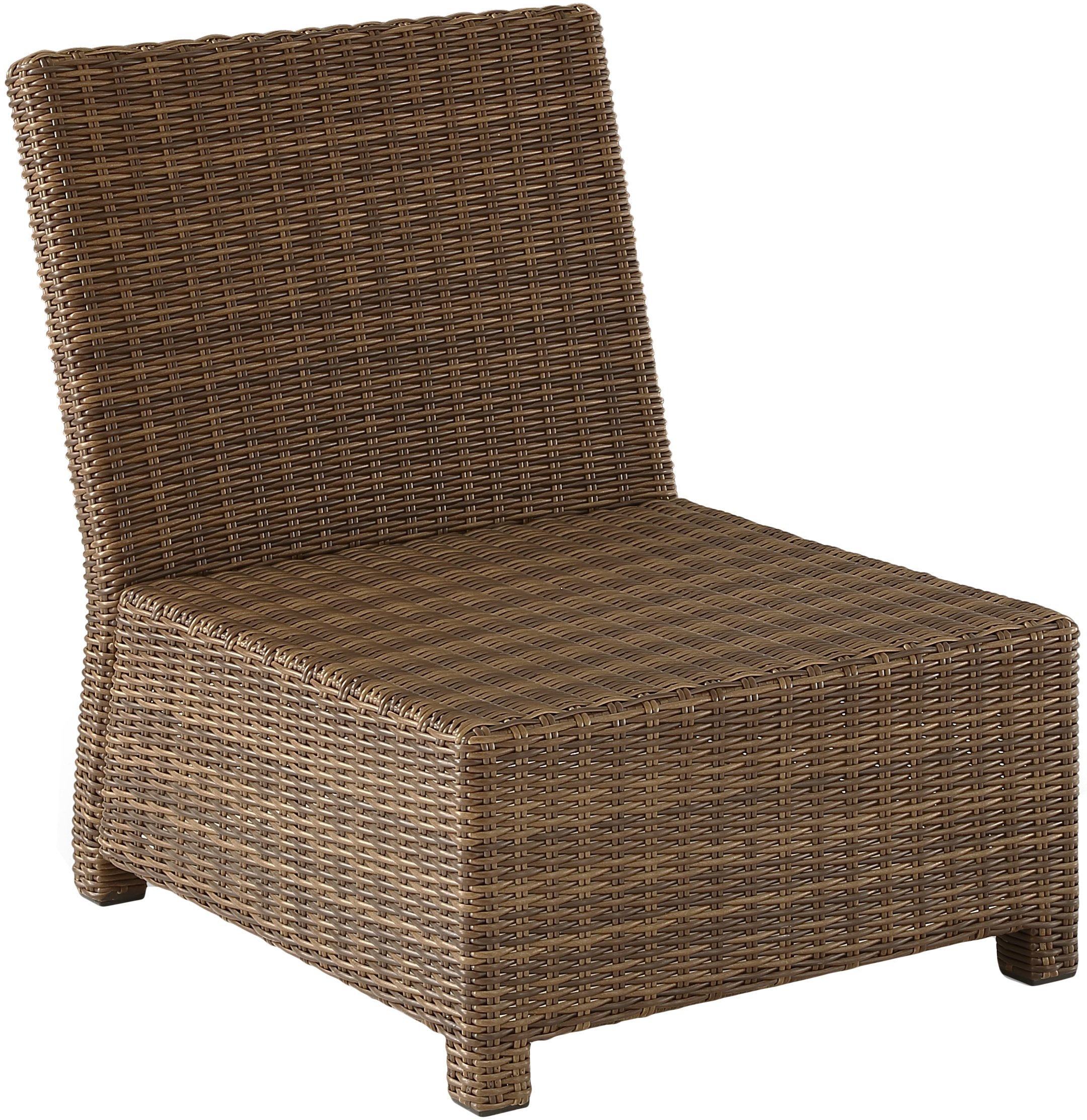 Crosley Bradenton Armless Outdoor Sectional Chair - Wicker Patio Furniture for Porch, Deck & Backyard - Brown with Sand Cushions - Perfect for Poolside Lounging & Garden Relaxation