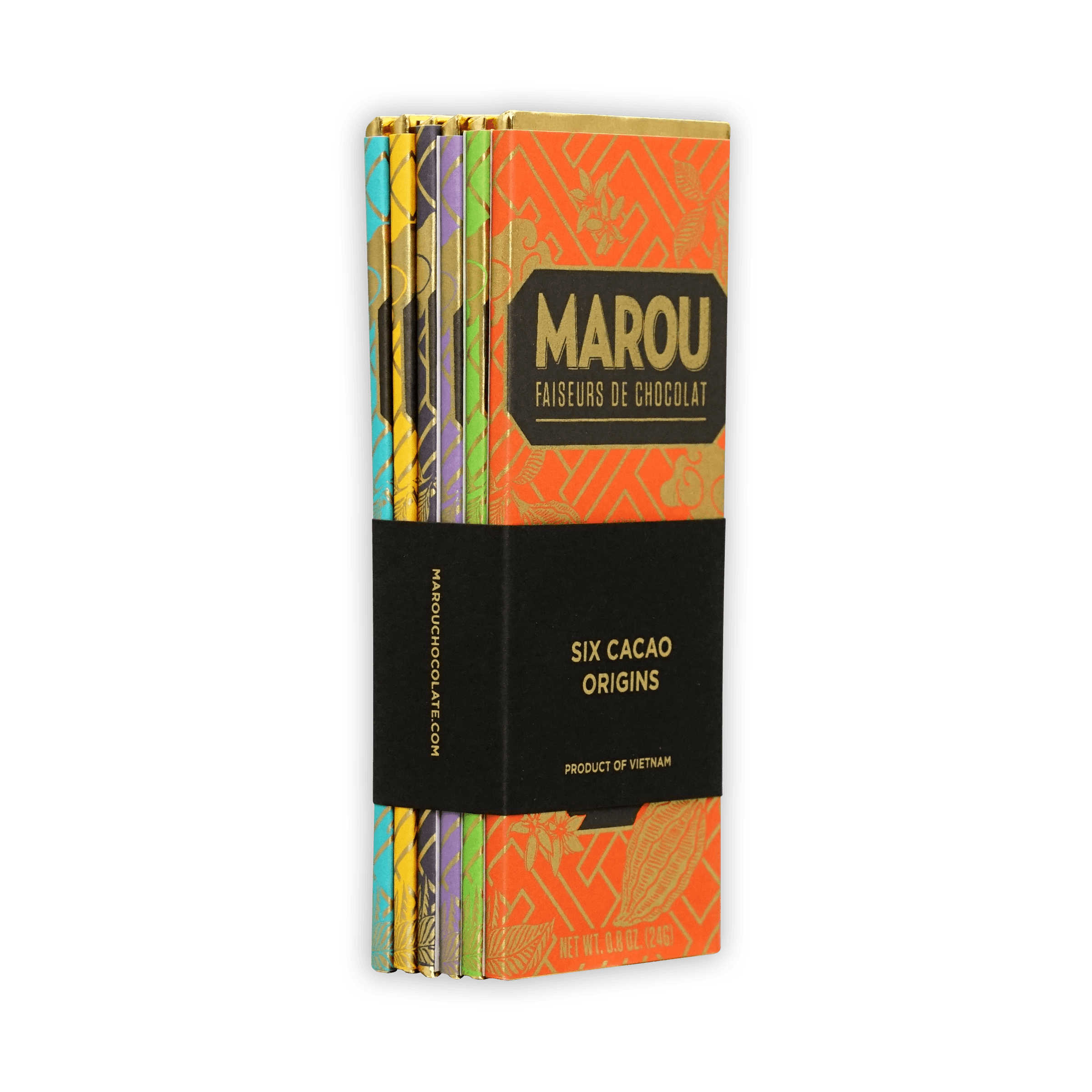 Premium Marou Mini Chocolate Bar Gift Set (6 Bars) - Artisan Vietnamese Dark Chocolate for Gifting, Parties & Special Occasions