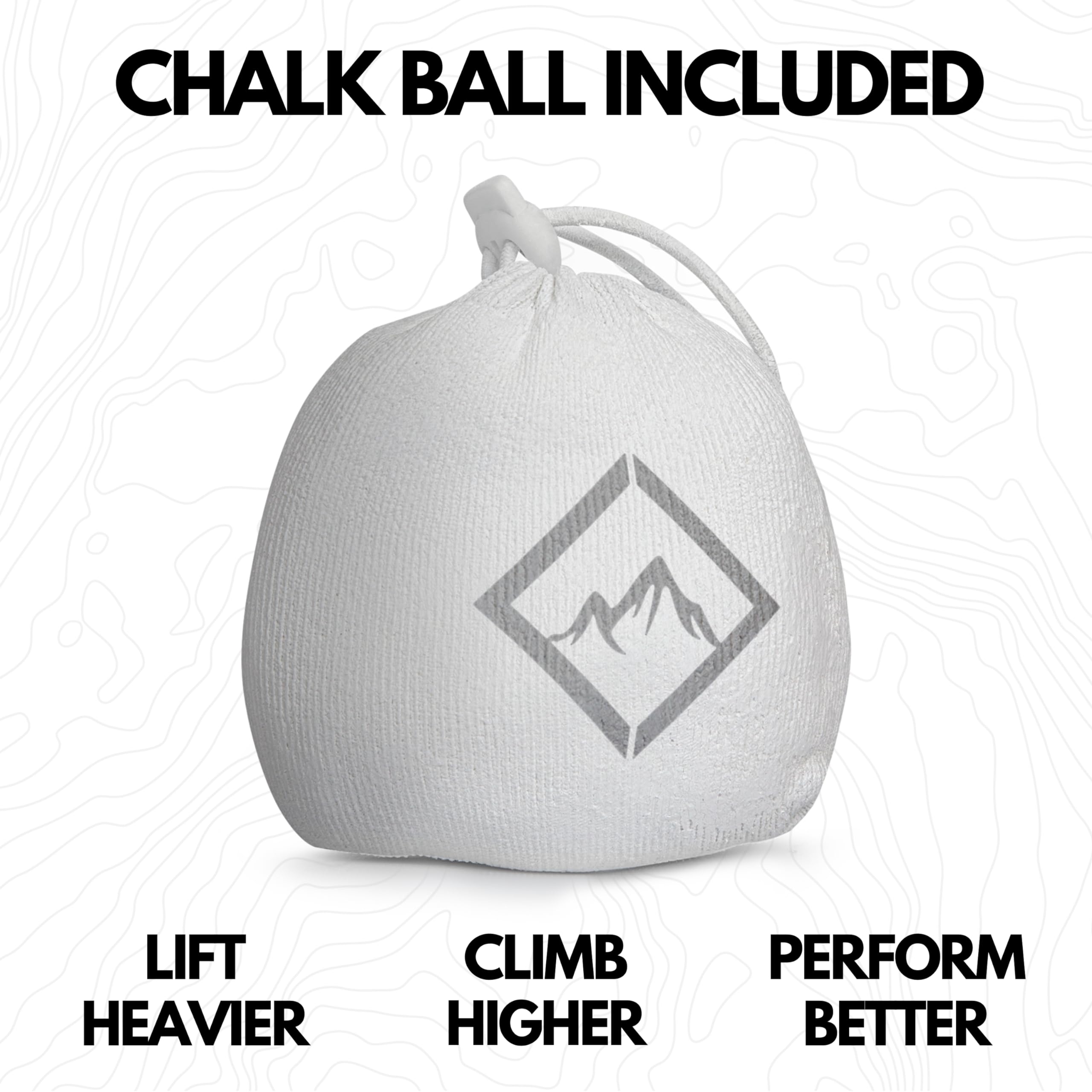 Topographical Map Chalk Bag with Refillable Chalk Ball - Rock Climbing & Bouldering Gear with 2 Zippered Pockets, Brush Holder & Drawstring Closure - Perfect for Weightlifting, Gymnastics and Outdoor Sports Training