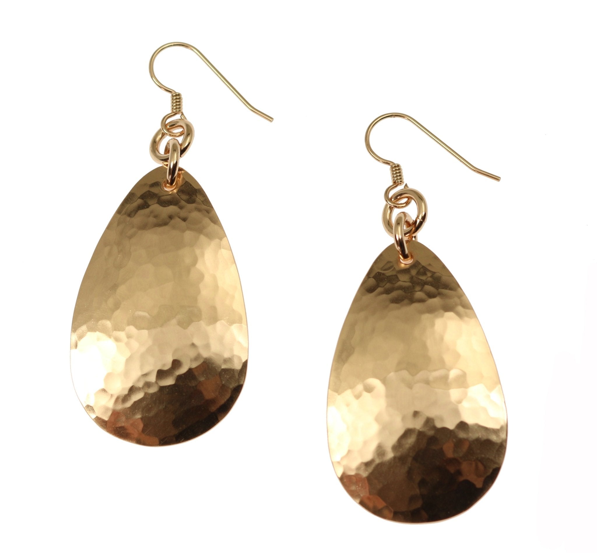 Handmade Large Hammered Bronze Teardrop Earrings for Women - Boho Chic Dangle Jewelry - Perfect for Weddings, Parties & Everyday Wear
