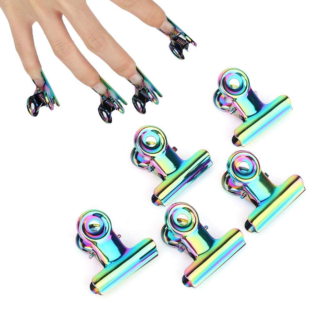 Nikou Professional Nail Extension Clips - 5pcs Stainless Steel Curved C-Clips for Long & Thin Nails | Multi-Functional Nail Art Accessories | Perfect for Salon, DIY Manicures & Nail Extensions