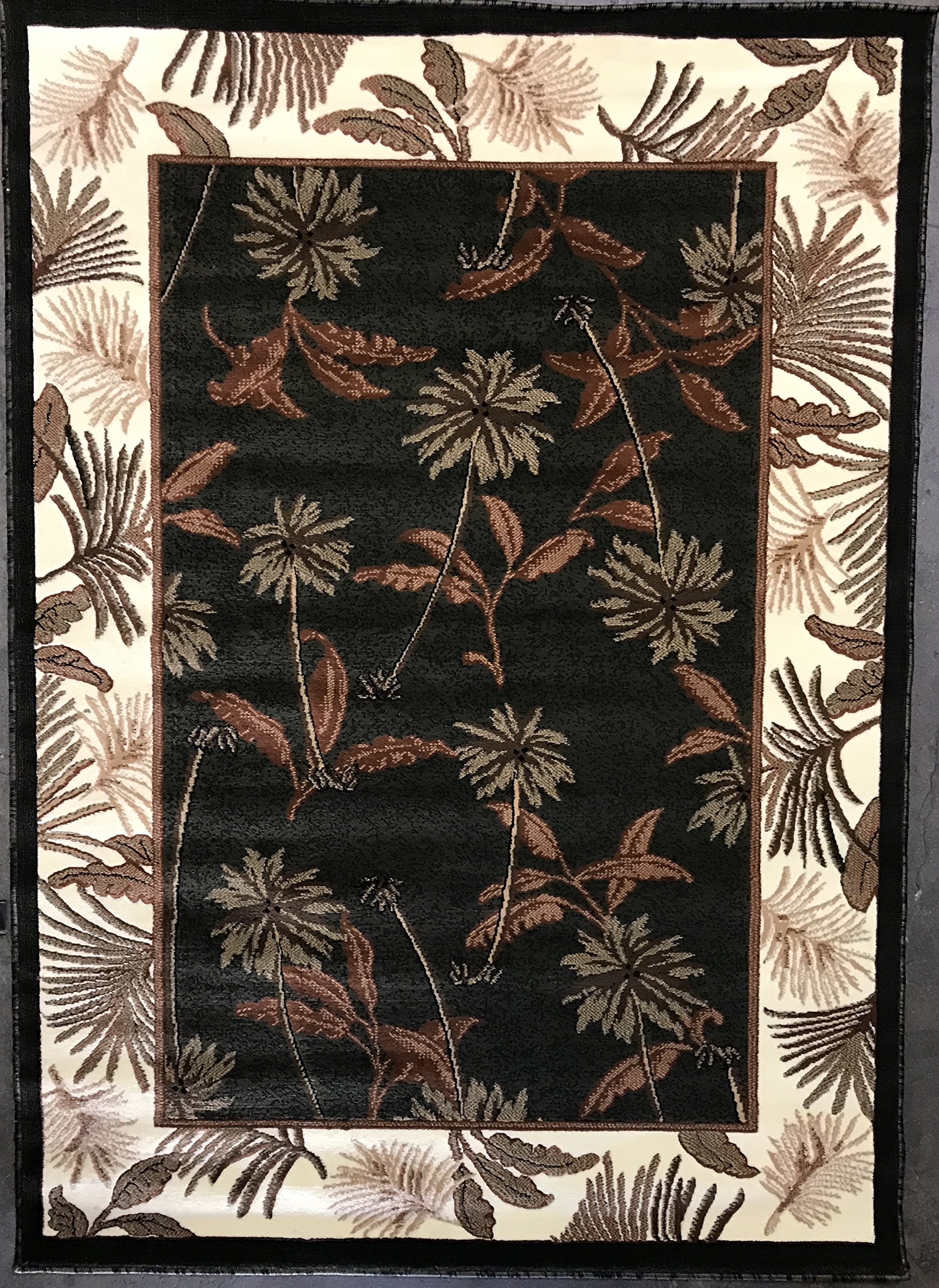 Modern Tropical Palm Tree Area Rug - Green & Black Design 8x10 Feet - Perfect for Living Room, Bedroom, or Beach House Decor