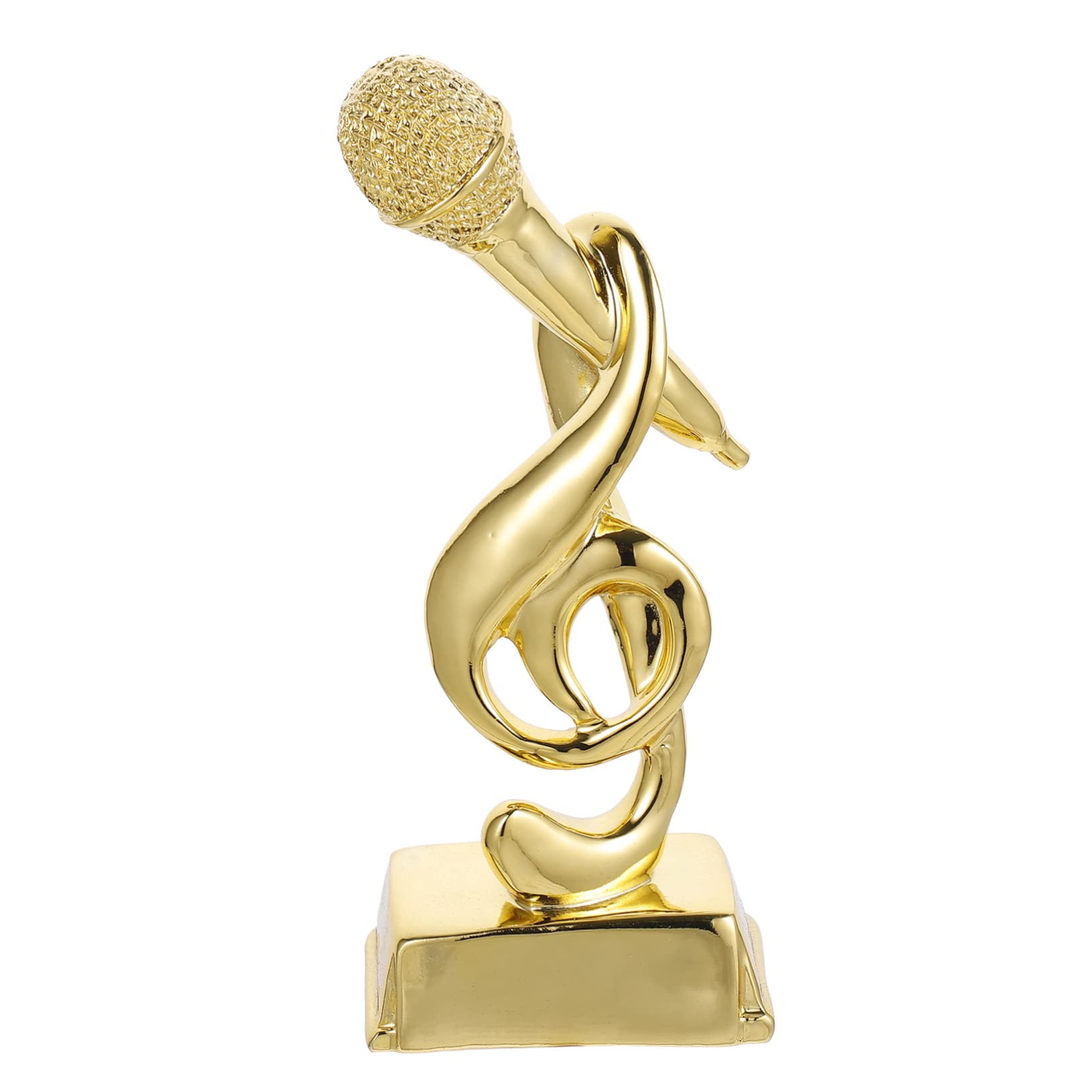 Kisangel 3-Piece Golden Resin Music Trophy Set - Children's Microphone & Note Award Trophies for Singing Contests, School Performances & Party Decorations