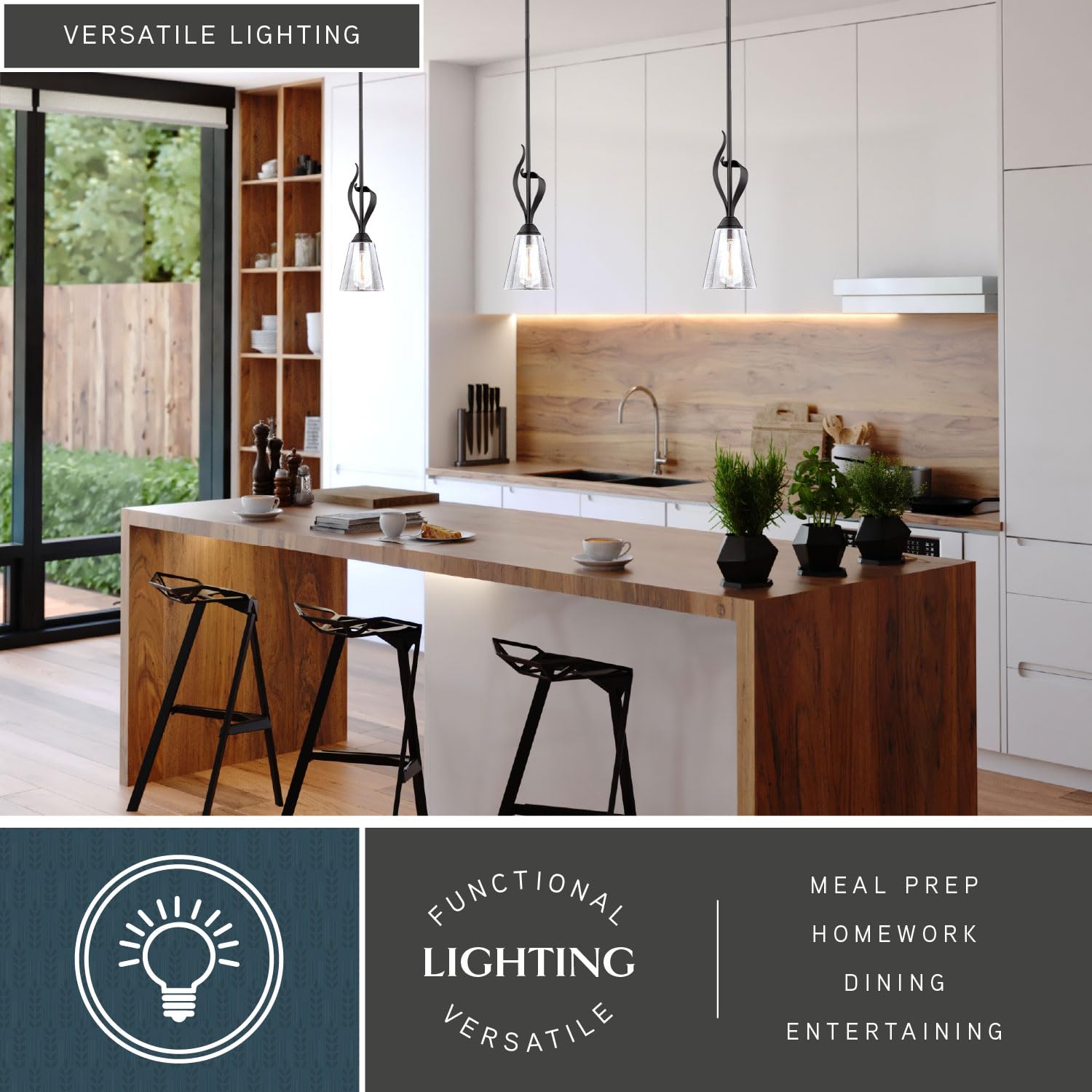 VAXCEL Bronze Mini Pendant Ceiling Light with Clear Glass Shade - Modern Lighting Fixture for Kitchen Island, Dining Room, or Bedroom