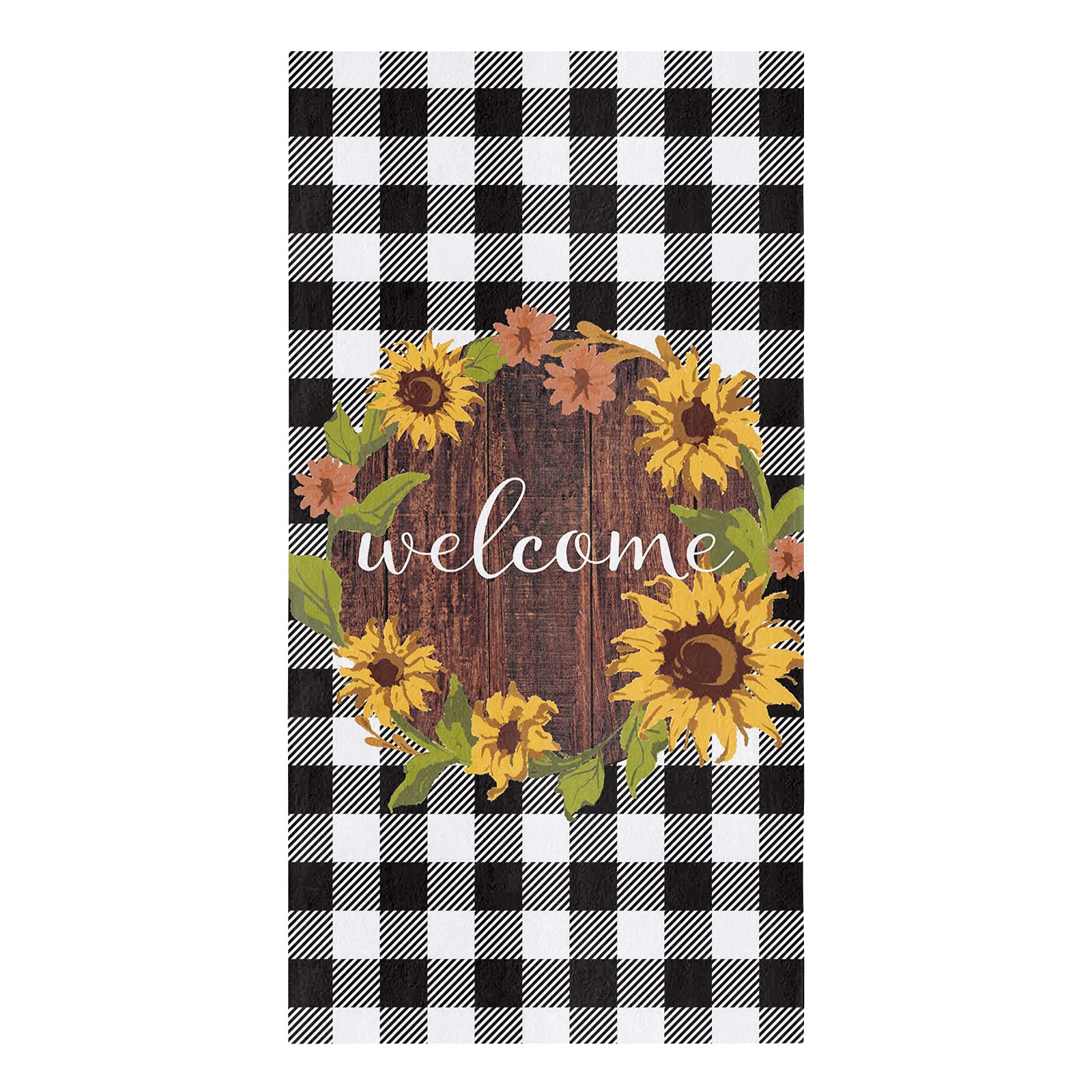 Vintage Buffalo Plaid Spring Floral Kitchen Towels - 1 Pack Super Absorbent Microfiber Dish Towels (18