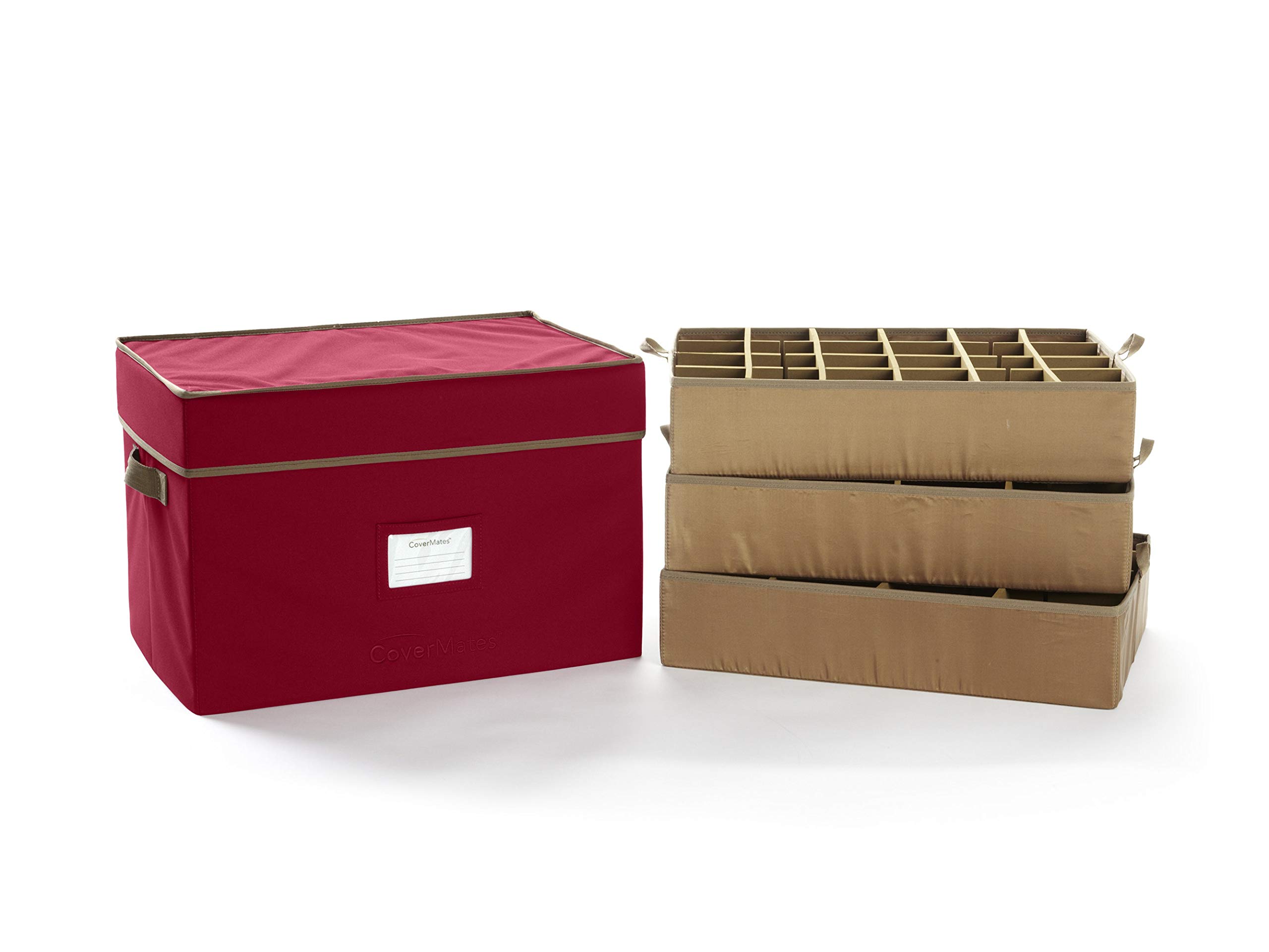 Covermates Keepsakes Adjustable Storage Box with Configurable FlexGrid Compartments | Heavy Duty Polyester Organizer with Reinforced Handles | Perfect for Closet, Nursery & Home Organization (Red)