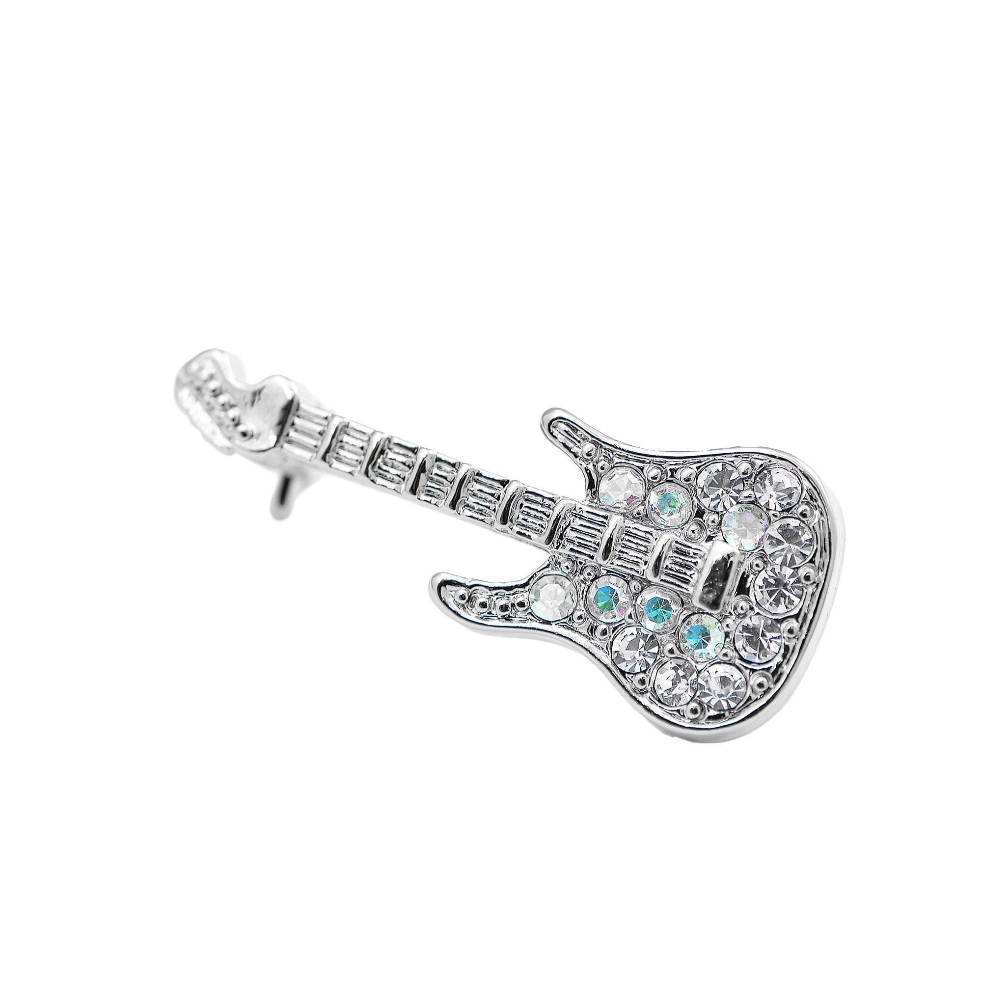 Tiny Jewel Crystal Electric Guitar Brooch Pin - Elegant Musical Accessory for Jackets, Bags & Hats - Perfect Gift for Musicians & Rock Fans