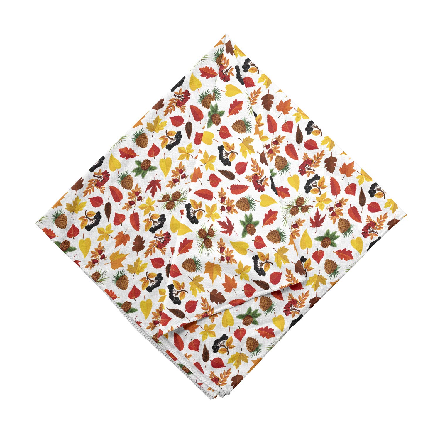 Ambesonne Autumn Bandana - Pine Cones & Maple Leaves Print, Unisex Head Scarf & Neck Tie for Men & Women | Perfect for Fall Outfits, Seasonal Fashion Accessories, Outdoor Activities & Holiday Gifts