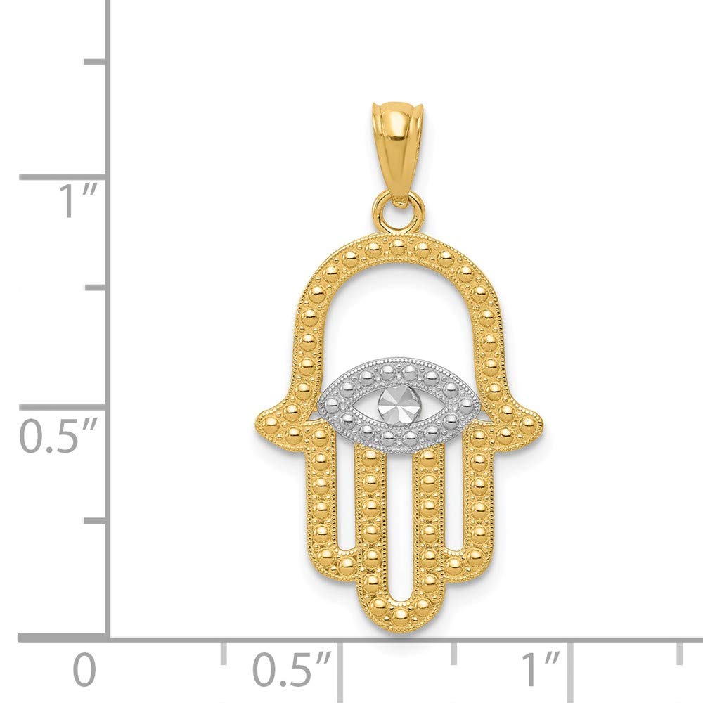 14K Yellow Gold Rhodium Plated Hand of God Pendant Necklace - Religious Jewelry for Men & Women - Perfect for Baptism, Confirmation & Spiritual Gifts