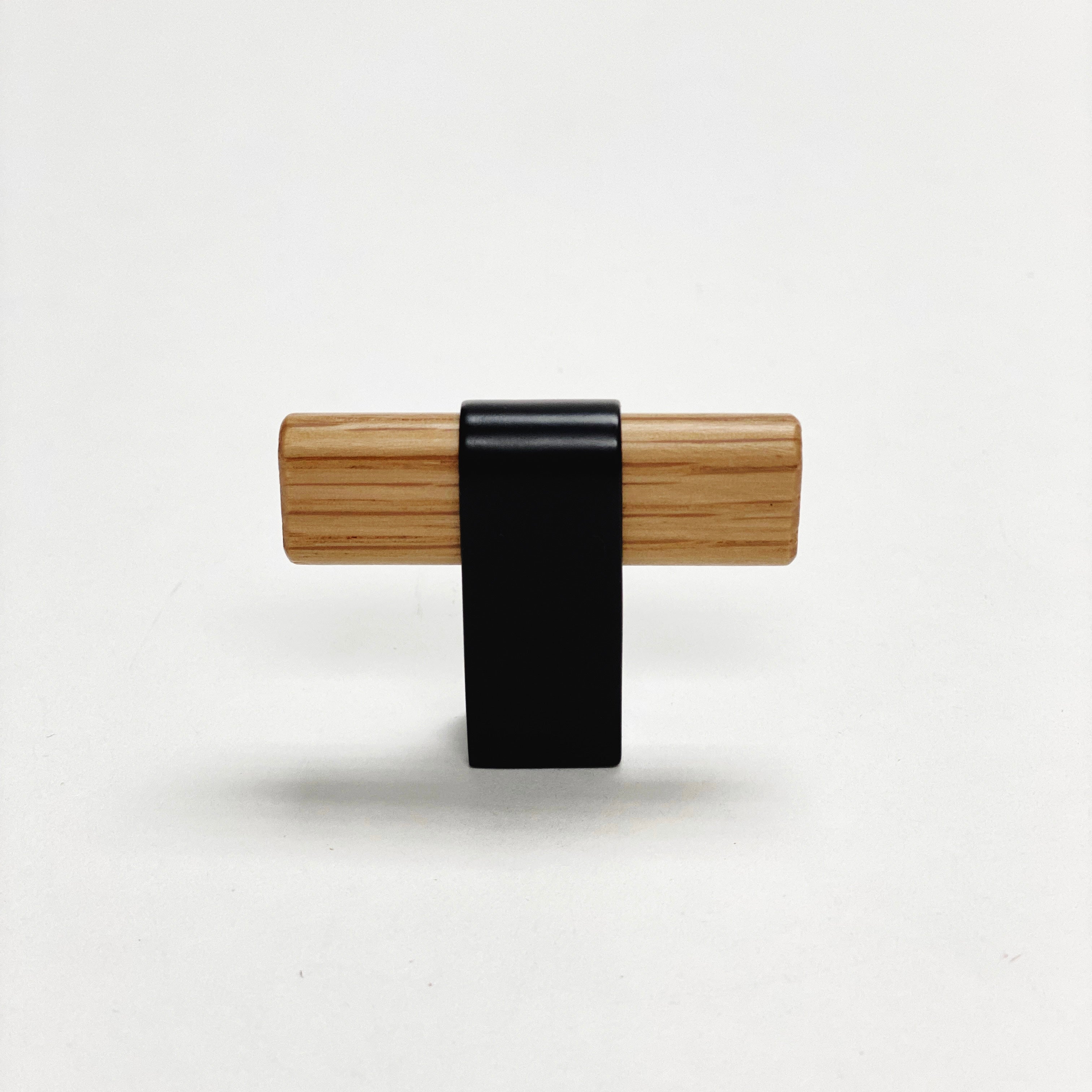Premium Oak Wood & Black Metal Cabinet Knobs and Drawer Pulls - Classic Hardware for Kitchen, Bathroom & Furniture Upgrade