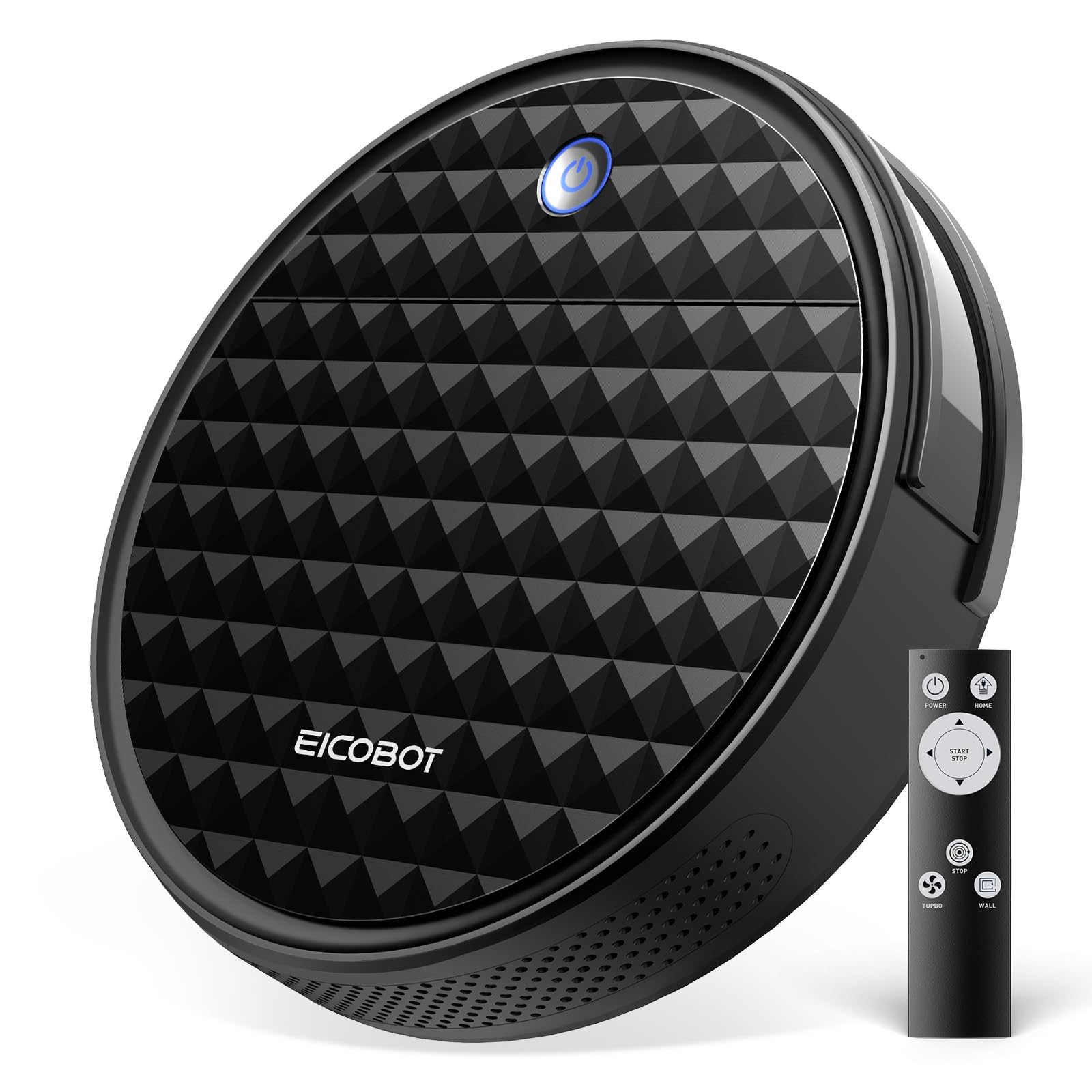 EICOBOT Robot Vacuum Cleaner with 2200Pa Strong Suction - Ultra Slim & Quiet Design - Tangle-Free Technology - 130 Min Runtime - Auto Self-Charging - Perfect for Pet Hair, Hard Floors & Low Pile Carpets - Ideal for Home, Office & Apartment Cleaning (Black)