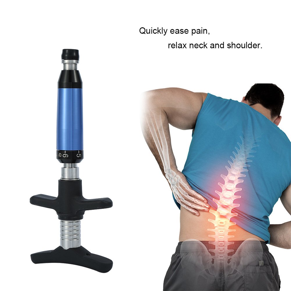 6-Level Spinal Massage Adjusting Tool - Portable Chiropractic Corrector for Thoracic Scoliosis & Vertebrae Alignment - Back Pain Relief & Body Relaxation Kit with 4 Massage Heads (Ideal for Home/Office/Chiropractic Clinic Use)