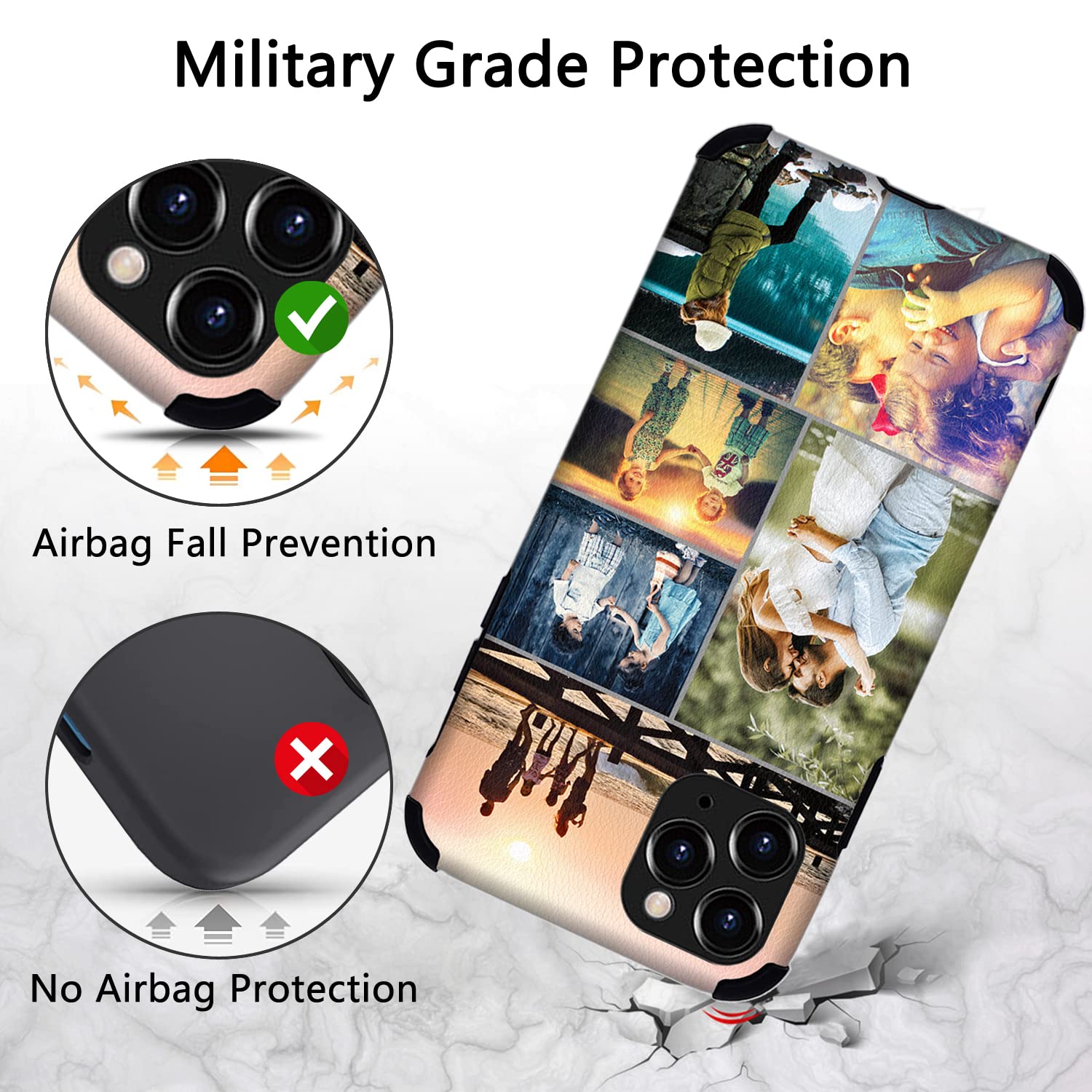 Custom Personalized Picture Phone Case for iPhone 16/15/14/13/12/11 Pro Max XR/X/Xs Max/8/7/6/5 Plus SE 2022 - Artificial Leather with Anti-Drop Four-Corner Airbag Protection - Perfect for Travel, Work, and Everyday Use