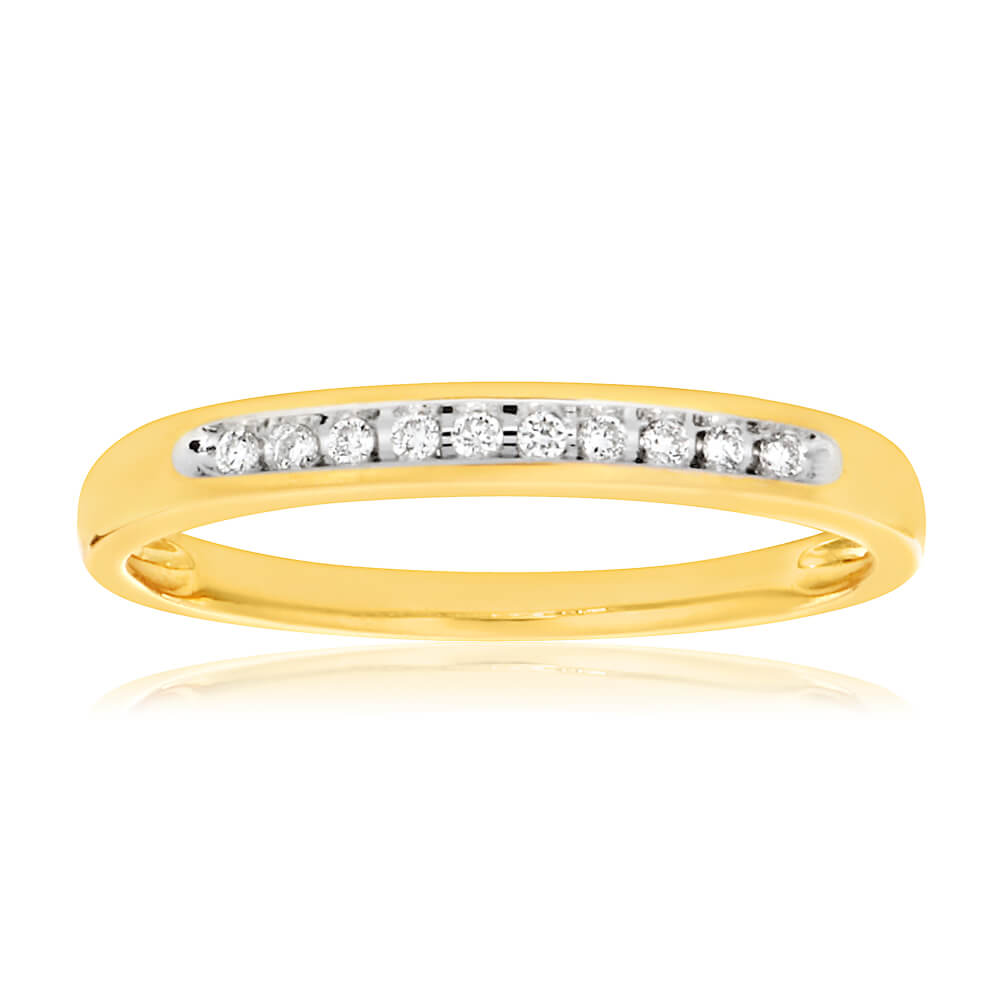 9ct Yellow Gold 10 Diamond Eternity Ring for Women - Perfect Wedding Band, Anniversary Gift & Bridal Jewelry for Special Occasions