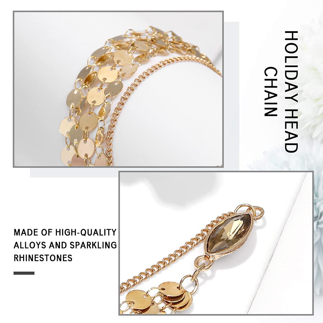 Yean Gold Head Chain - Bohemian Hair Jewelry & Forehead Band for Women - Perfect for Music Festivals, Weddings, and Boho Style Accessories