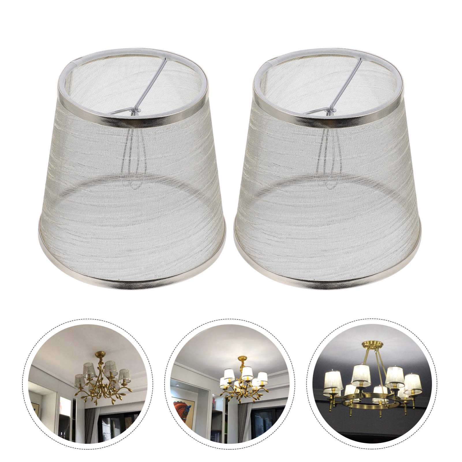 Beaupretty 2-Pack Mini Chandelier Lamp Shades - Small Fabric Lampshades for Table & Floor Lamps - Gold Farmhouse Decor - Perfect for Living Room, Bedroom & Dining Room Lighting