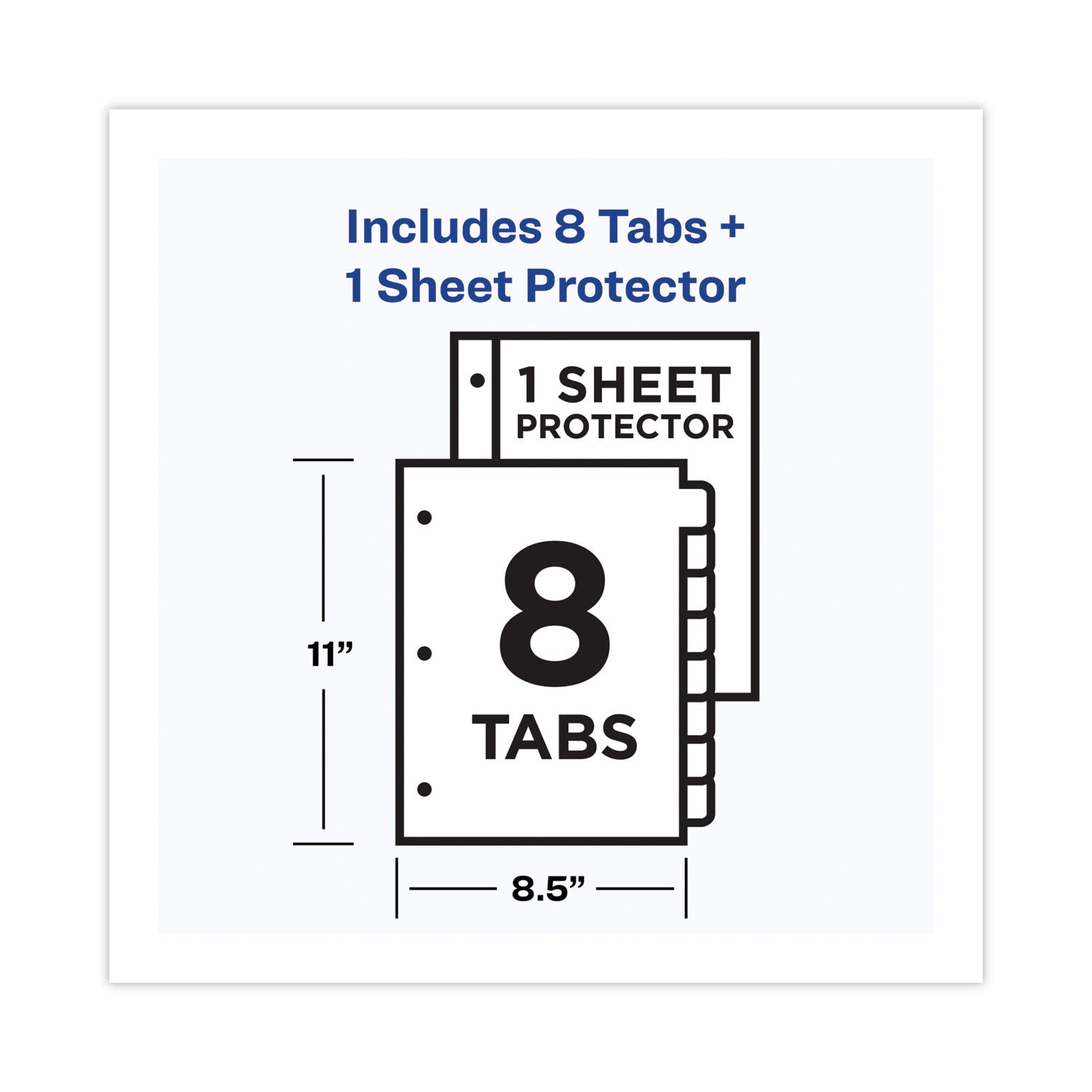 Avery® Clear Easy View Plastic Dividers with Multicolored Tabs & Sheet Protector - 8 Tab, 11