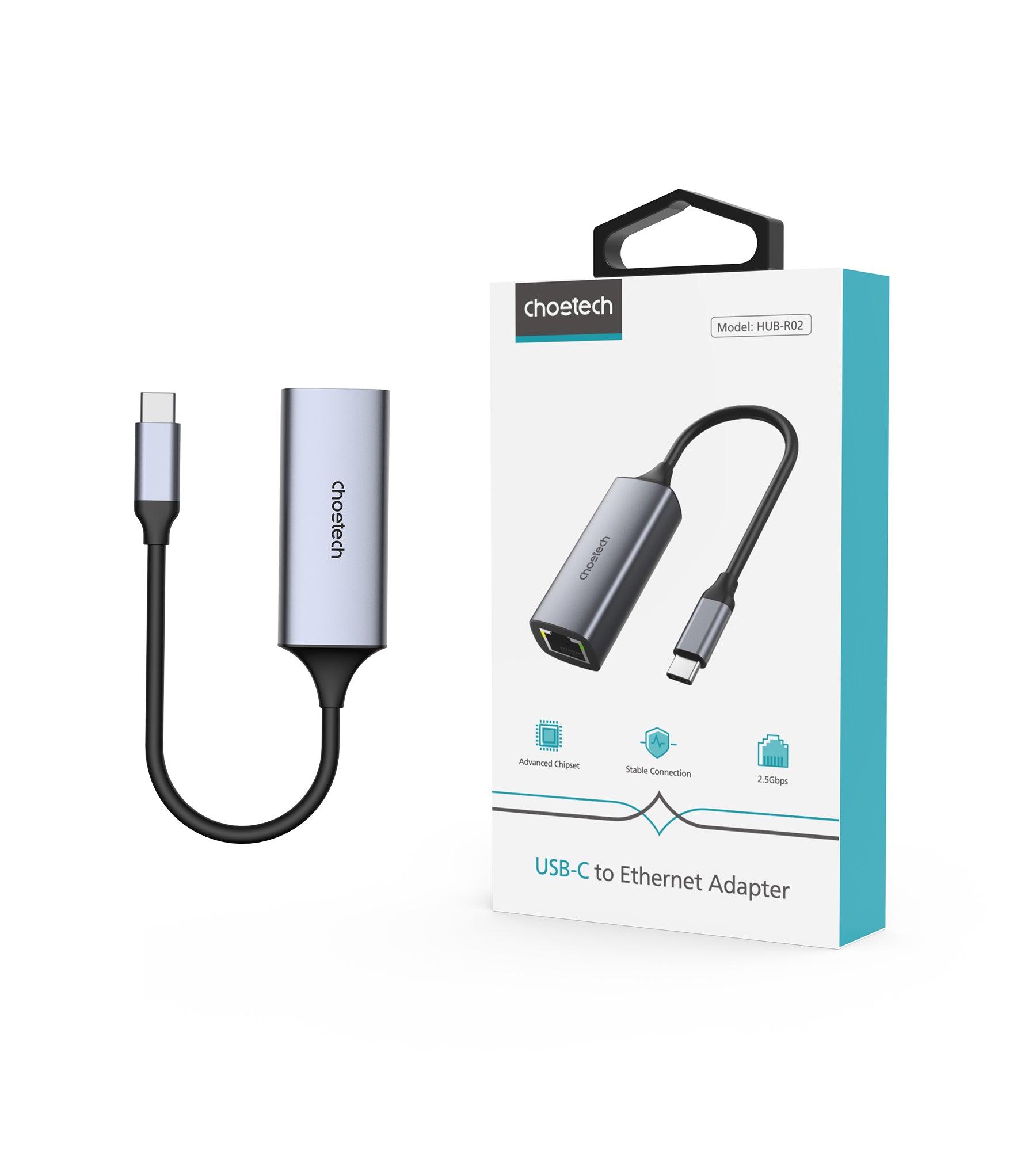 Choetech HUB R02 USB C to RJ45 2.5Gbps Ethernet Adapter - High-Speed Wired Internet for MacBook, iPad Pro & Gaming Laptops