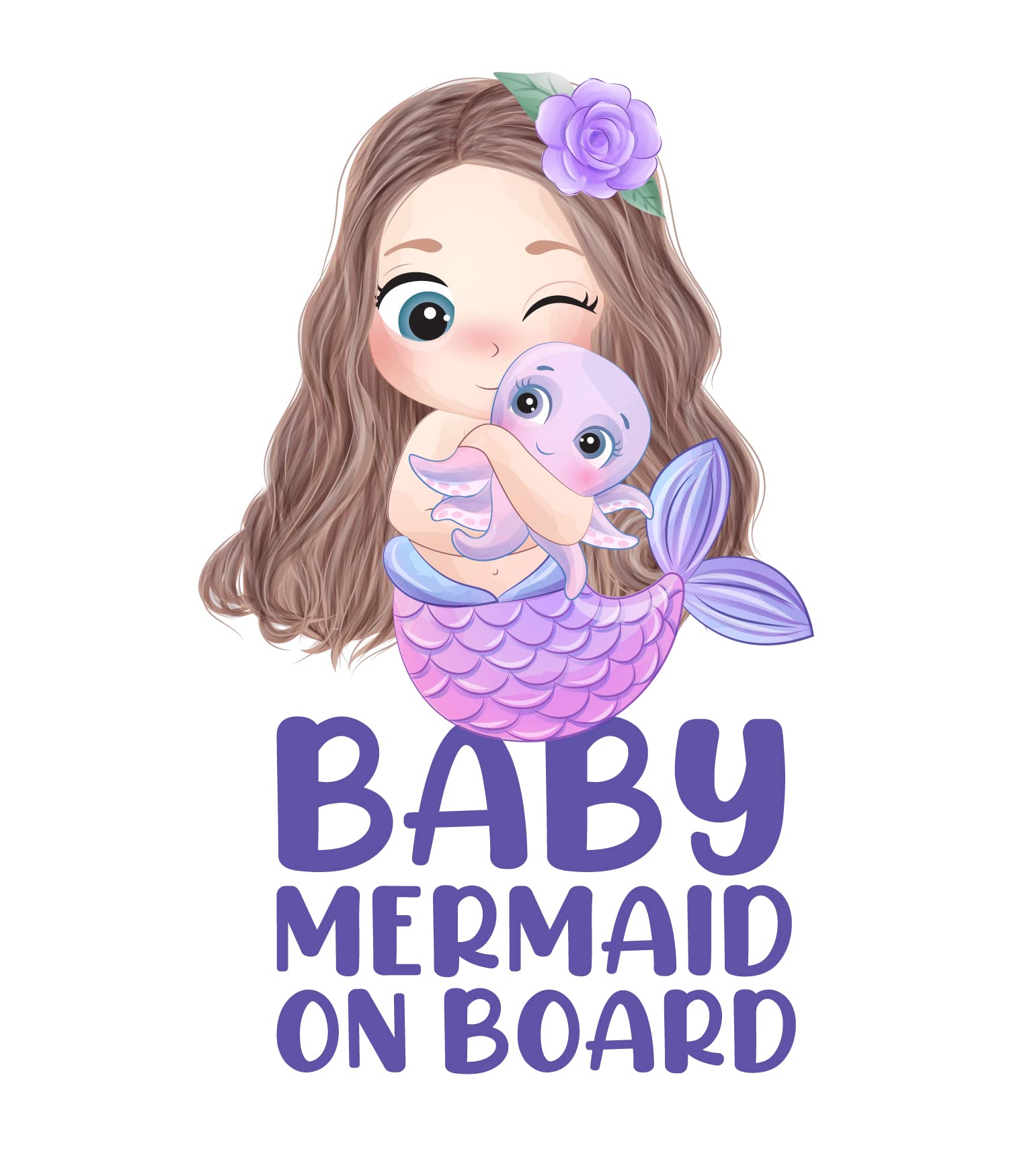 Mermaid Car Window Sticker - Cute Waterproof Baby Girl Safety Decal for Child Safety, Kids Car Sign for Backseat & Rear Window - Perfect for Family Vehicles, School Pickup & Baby on Board Warnings