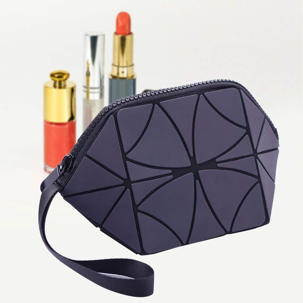 Waterproof Geometric Striped Travel Makeup Bag - Large Capacity Cosmetic Organizer for Women | Perfect for Vacation, Gym & Daily Essentials Storage