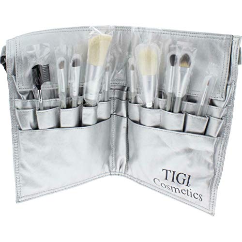 11PC Silver Makeup Brush Set with Cosmetic Bag - Complete Women's Beauty Kit for Professional & Everyday Makeup - Perfect for Travel, Home, and Salon Use