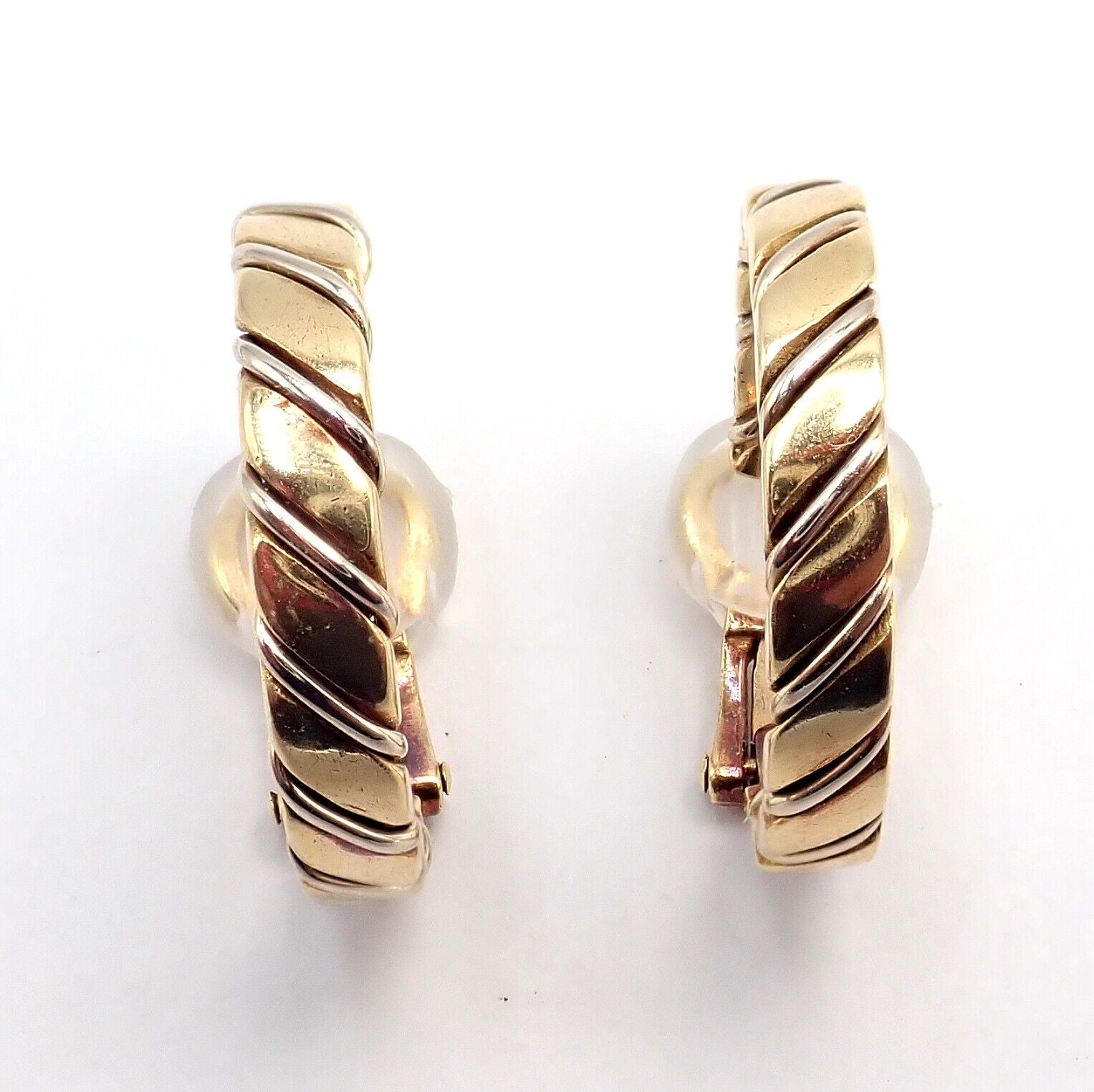Authentic Pomellato 18k Yellow & White Gold Hoop Earrings - Luxury Italian Jewelry for Women, Perfect for Weddings, Parties & Special Occasions