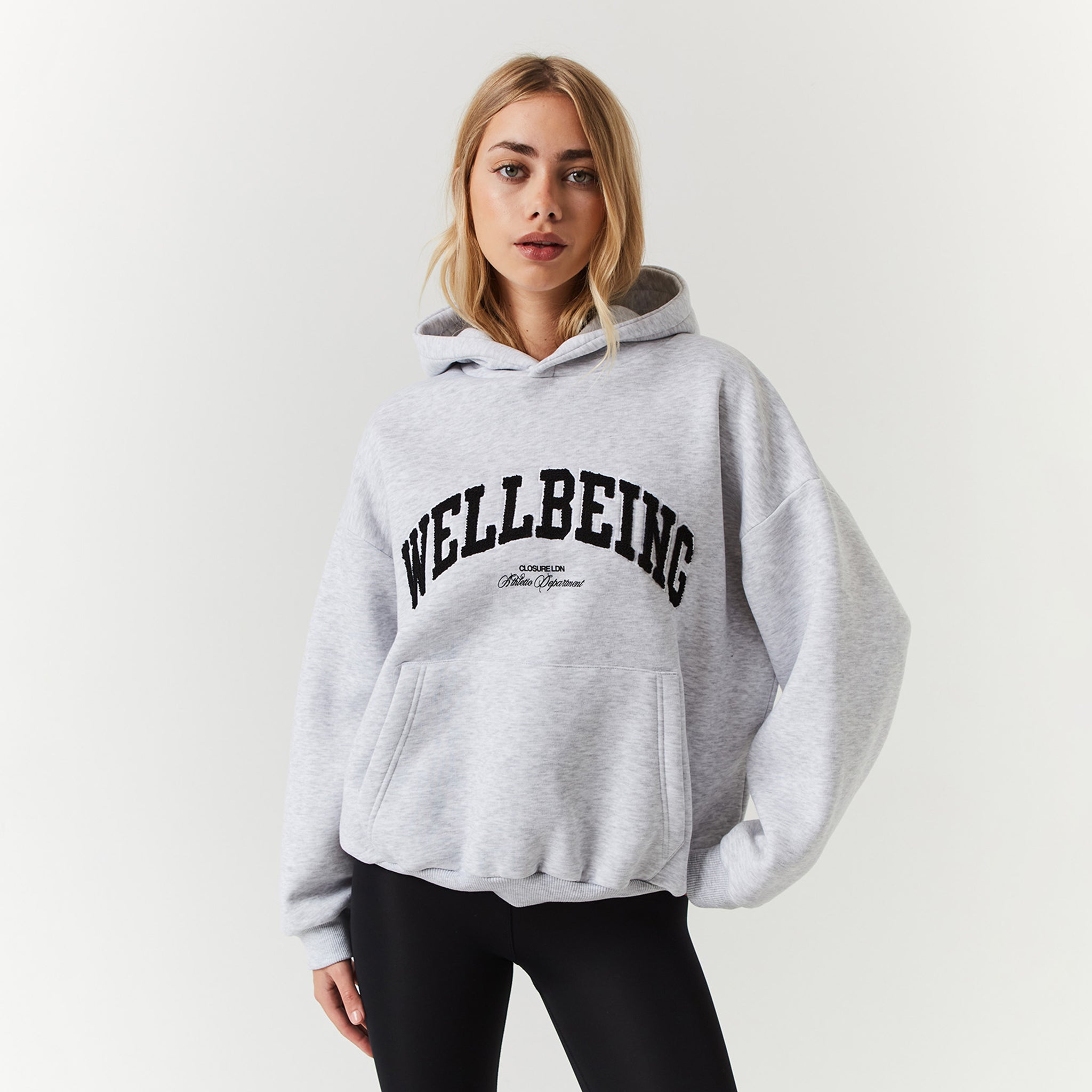 Wellbeing Hoodie for Women & Men - Light Grey Marl Pullover | Cozy Fleece Lined Sweatshirt for Yoga, Running & Casual Wear