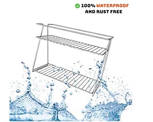 Stainless Steel 2-Tier Kitchen Shelf Organizer - Countertop & Floor Mount Corner Storage Rack for Spices, Utensils & Cookware - Perfect for Small Kitchen Space Saving & Organization